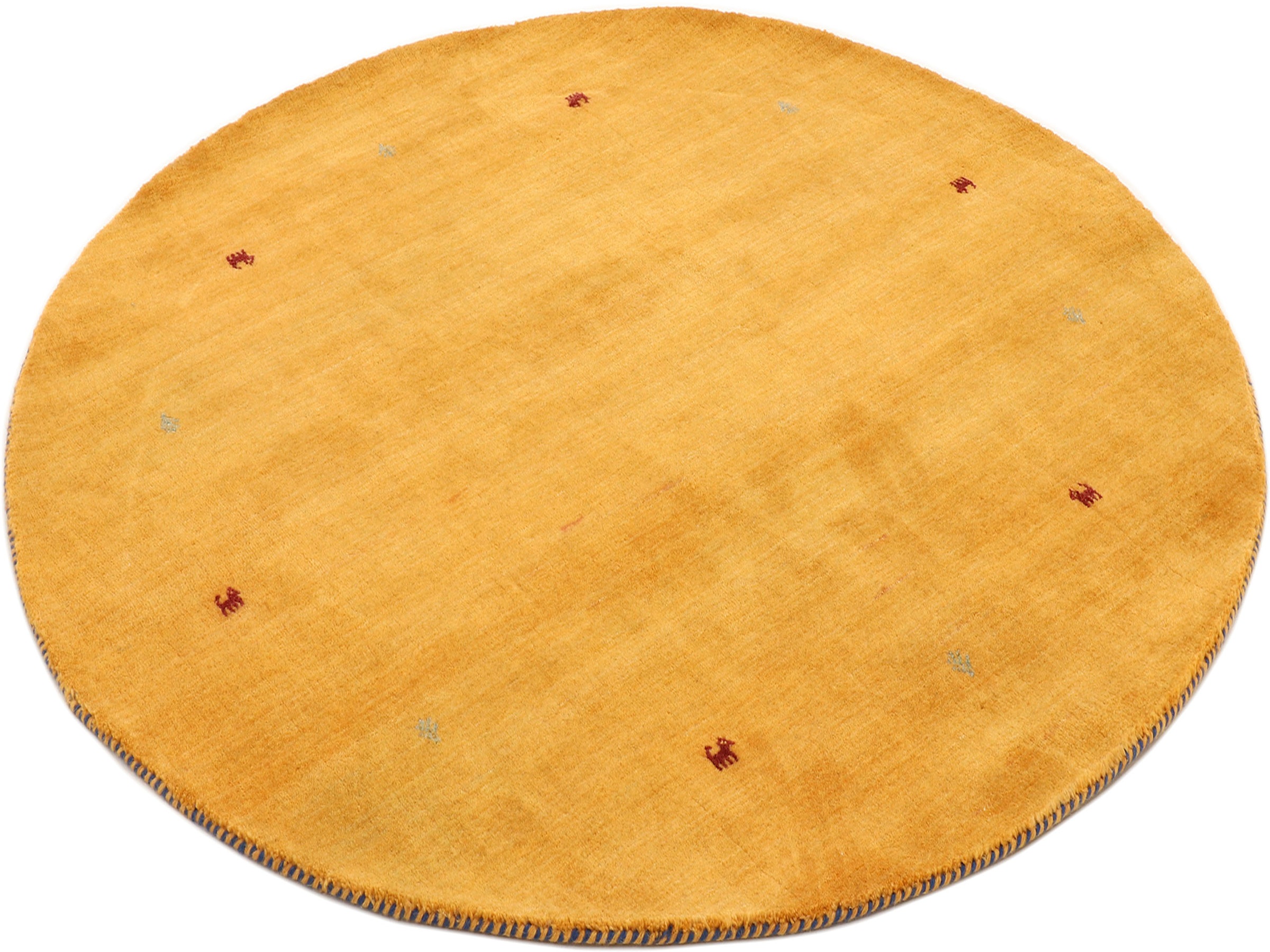 carpetfine Wollteppich »Gabbeh Uni«, rund, 15 mm Höhe, reine Wolle handgewebt, Gabbeh Tiermotiv warmes Raumklima viele Größen