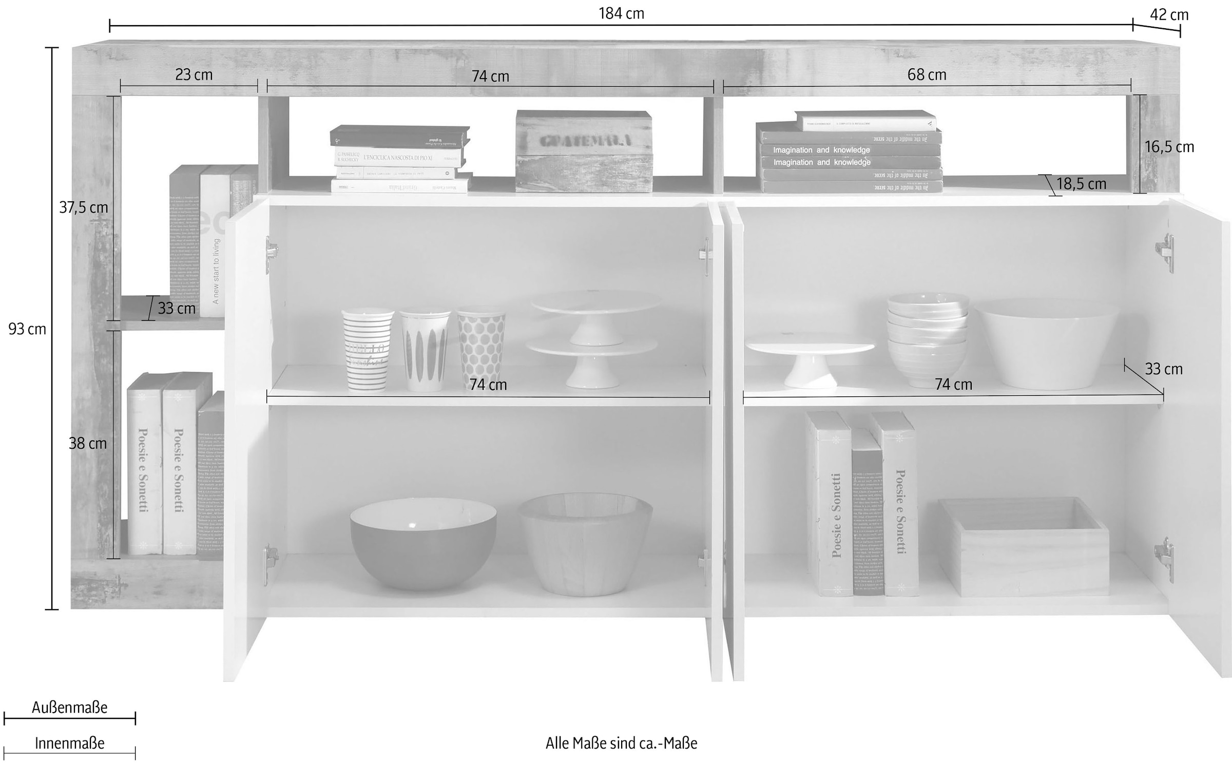 Breite cm | 184 LC Sideboard »Hamburg«, BAUR