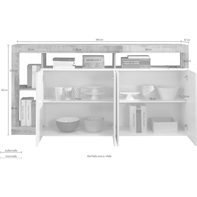 LC Sideboard »Hamburg«, Breite 184 cm | BAUR
