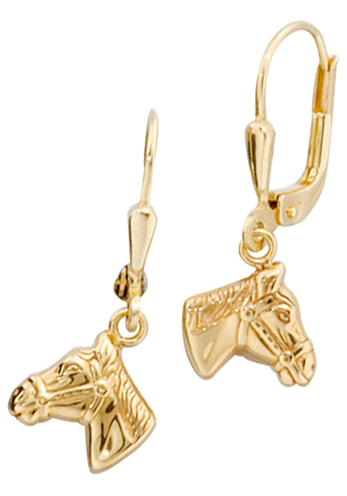 Paar Ohrhänger »Pferdeköpfe«, 333 Gold