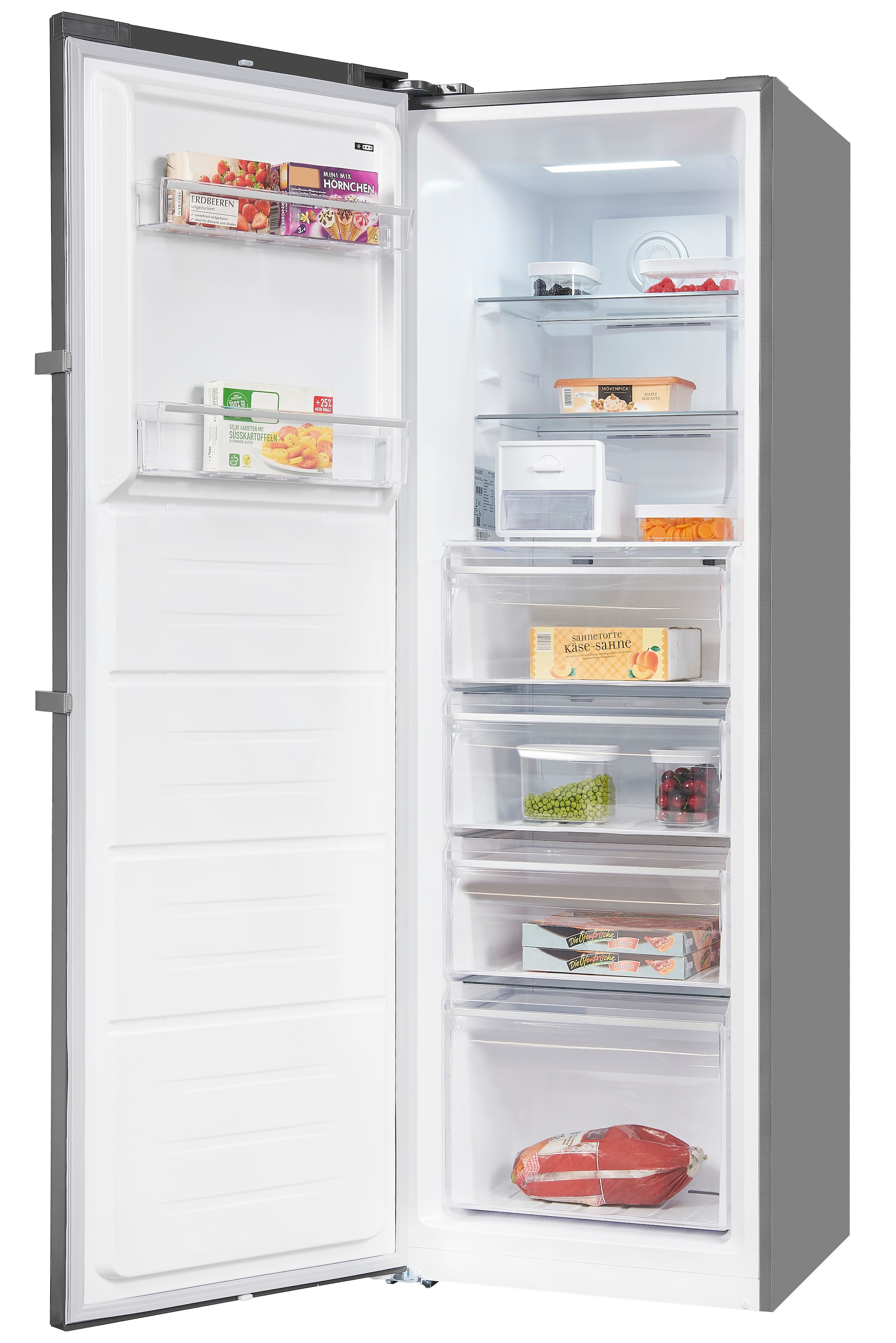 exquisit Gefrierschrank »GS295--H-040E inoxlook«, 185 cm hoch, 60 cm breit, Türanschlag wechselbar