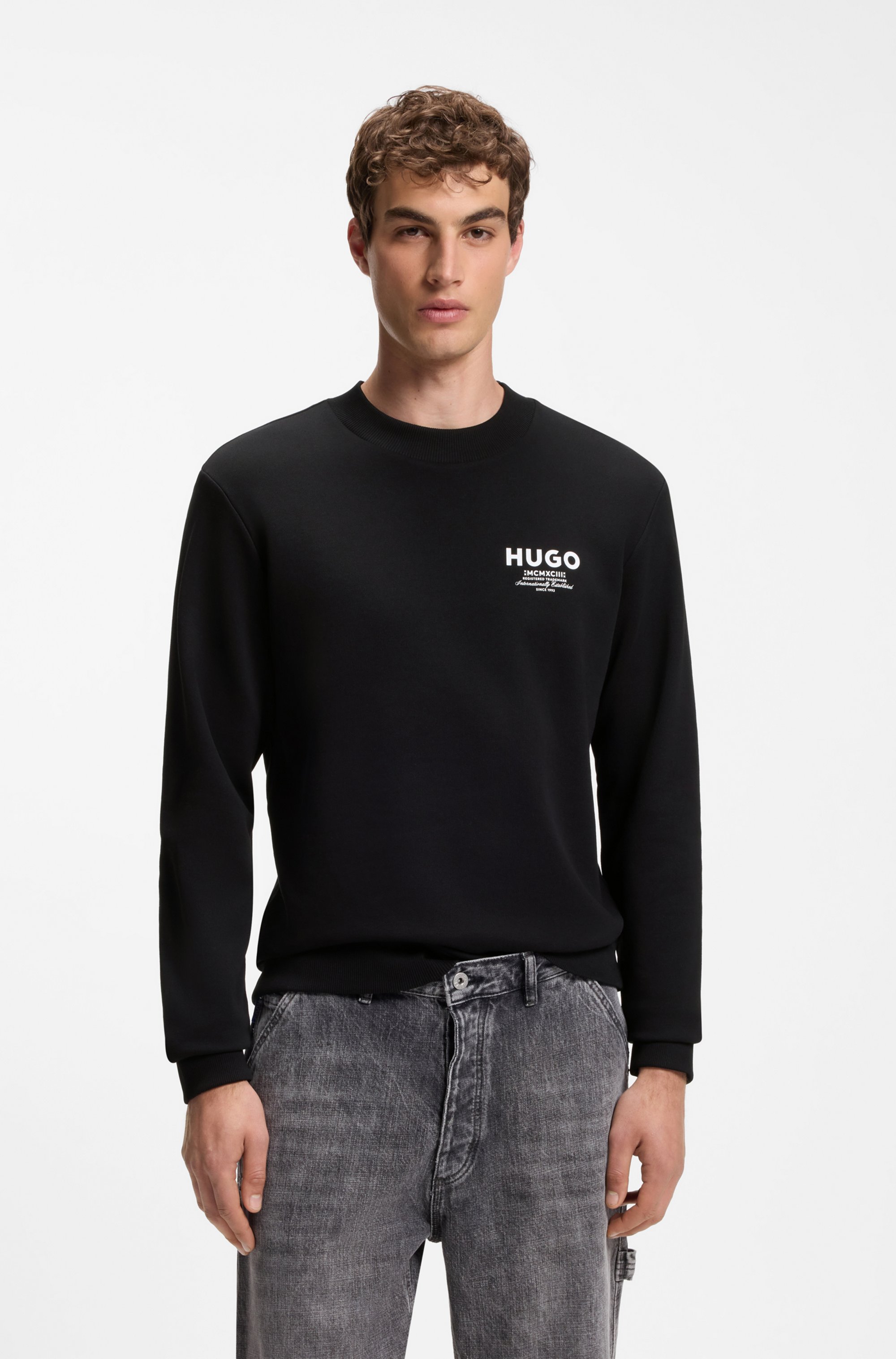 HUGO Sweatshirt "Nespon", Rundhalsausschnitt, Regular Fit, reine Baumwolle