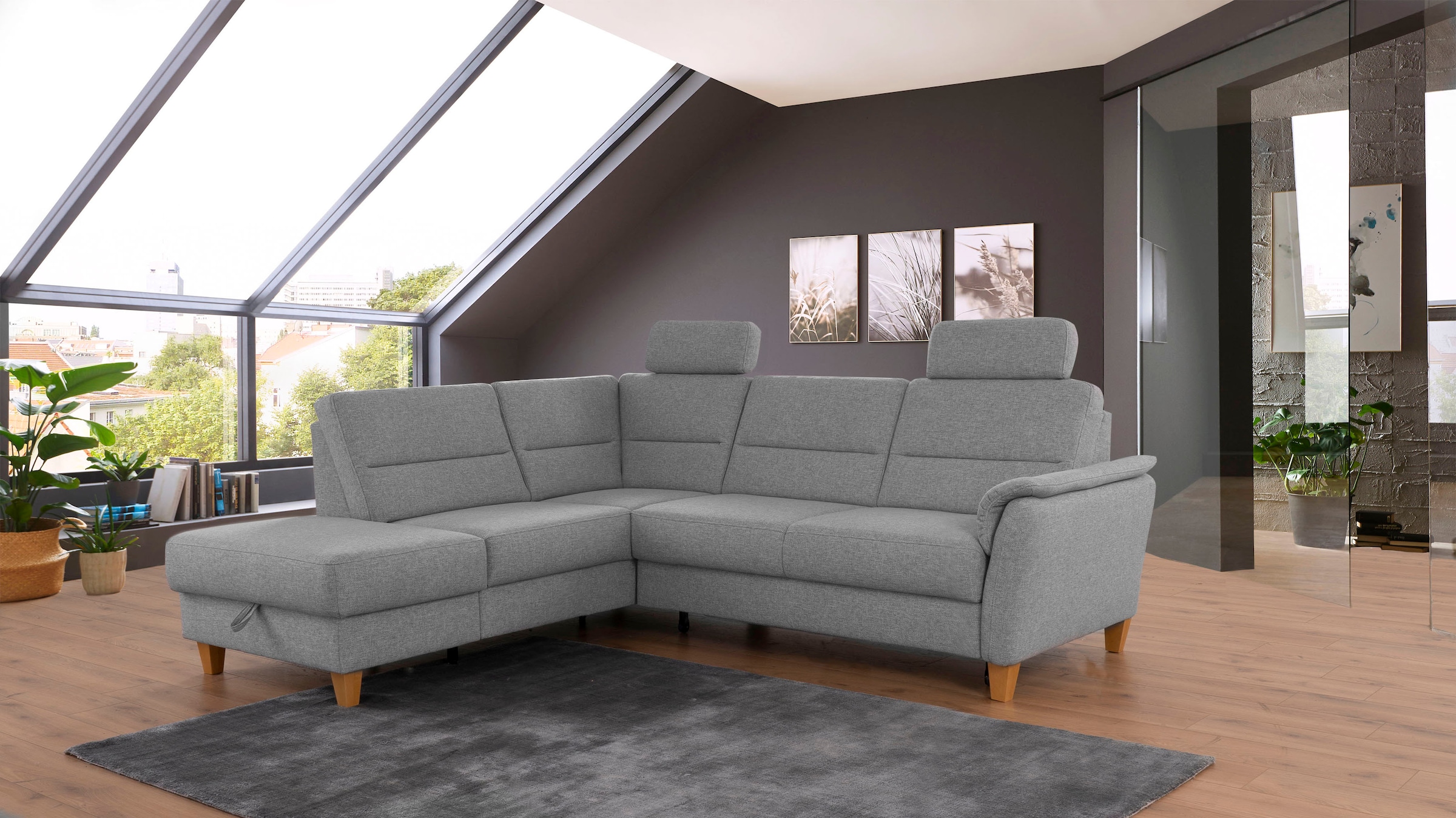 Home affaire Ecksofa "Palmera L-Form, B: 236 cm" optional Bettfunktion & Be günstig online kaufen