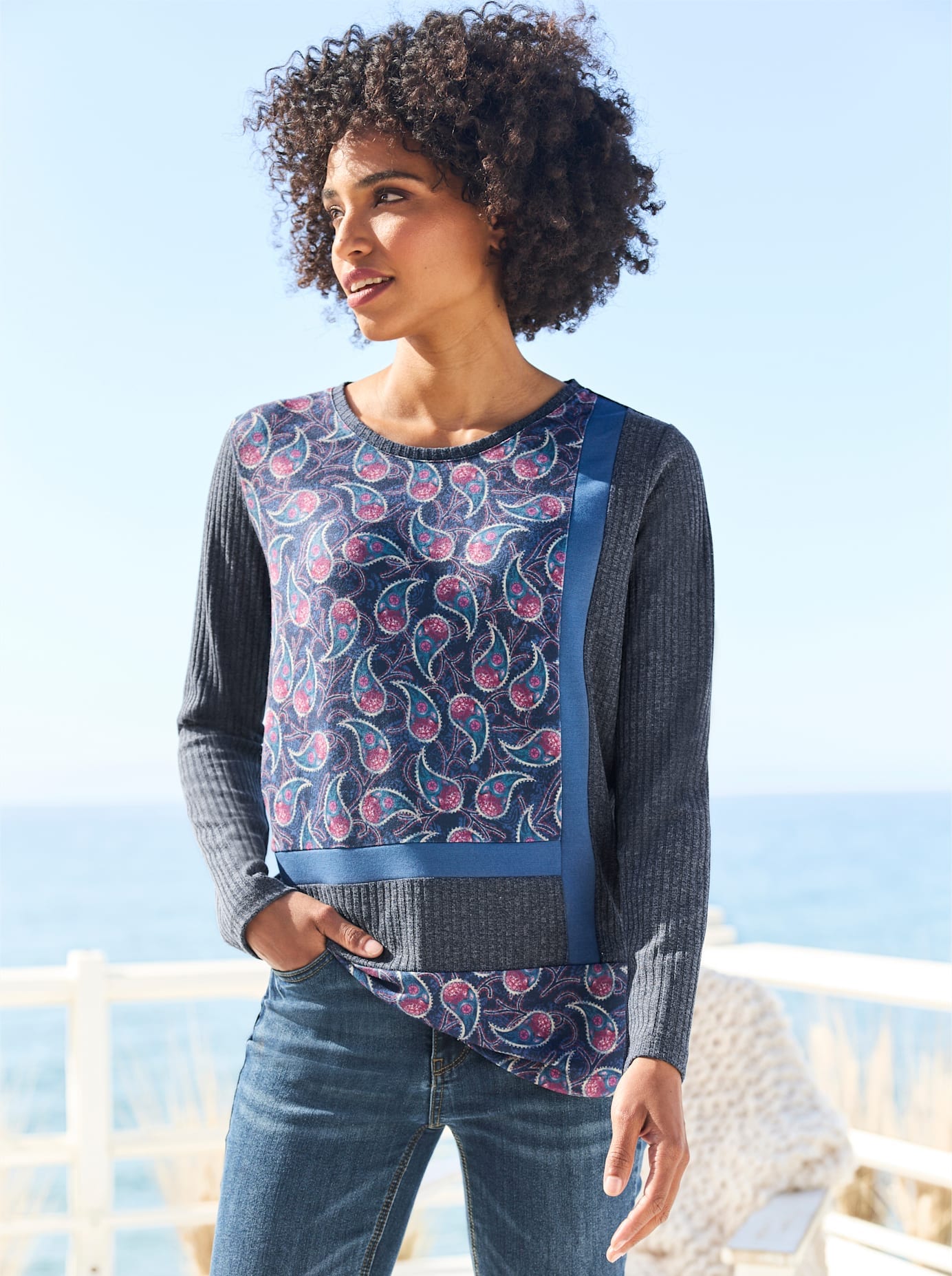 heine Langarmshirt "Druck-Shirt", 1 Stk. günstig online kaufen