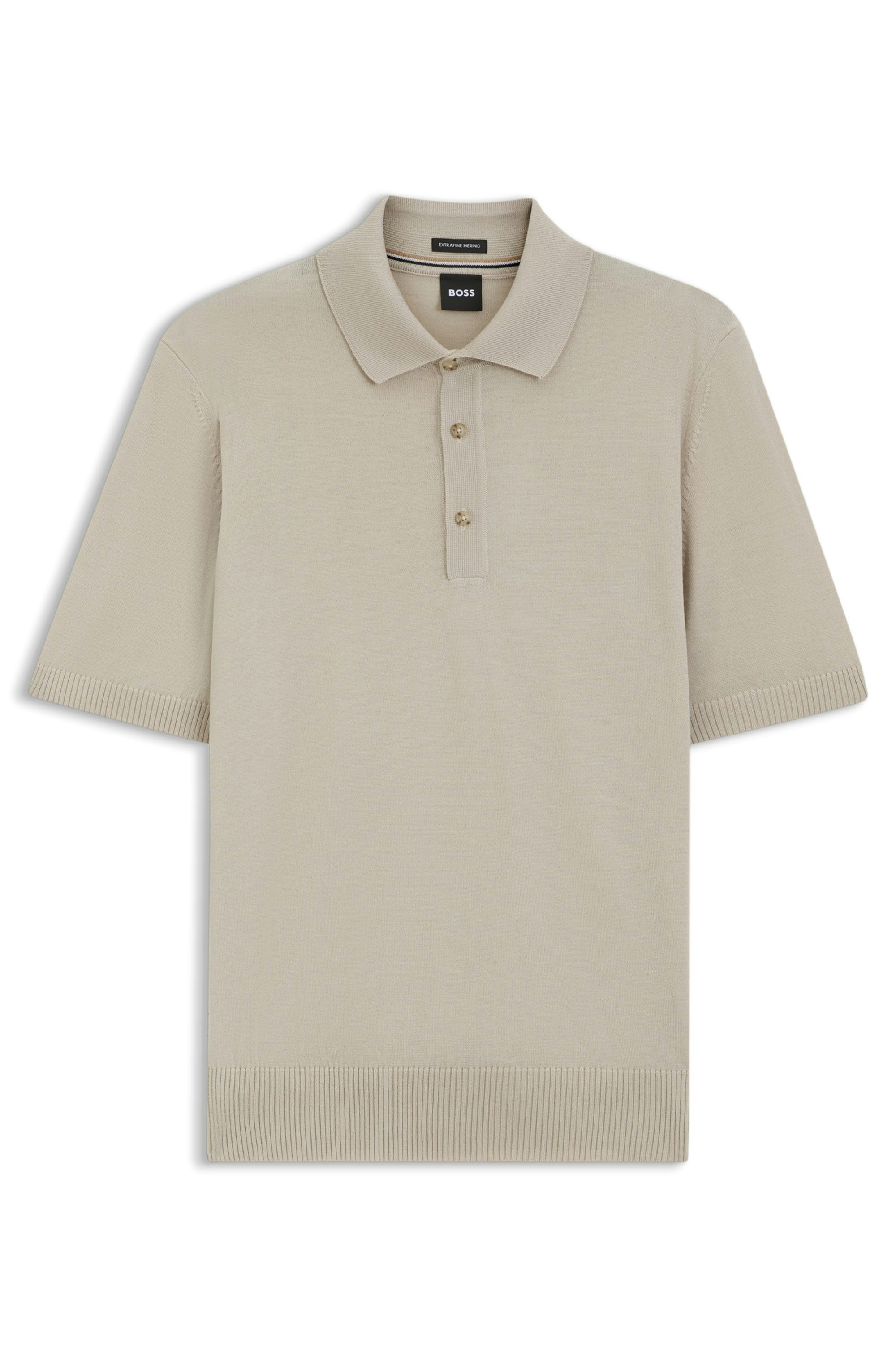 BOSS Kurzarmpullover »Nolano« aus Schurwolle, Polokragen