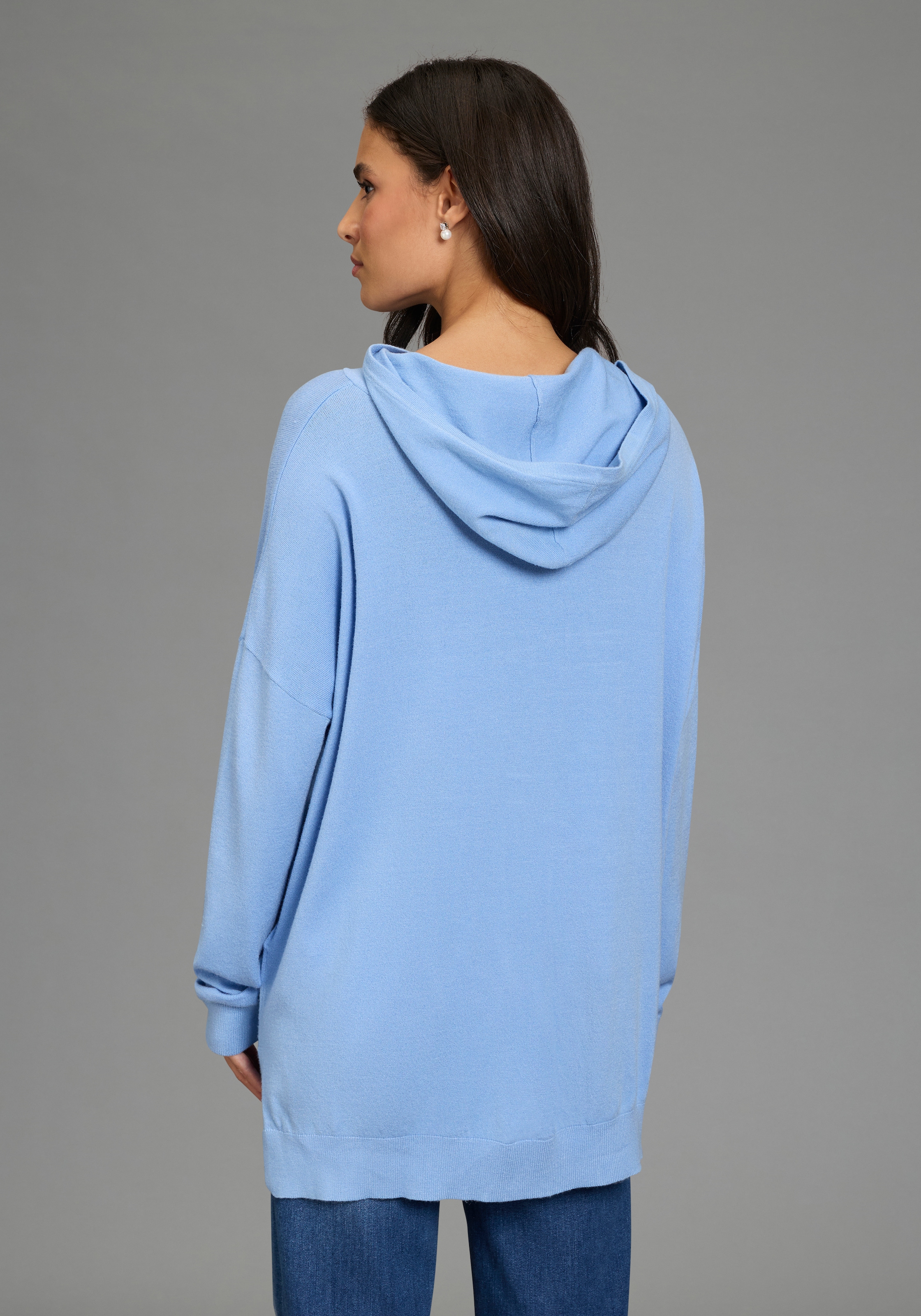 Flashlights Kapuzenpullover mit 3/4 Ärmeln und lockerem Schnitt, Viskosemischung