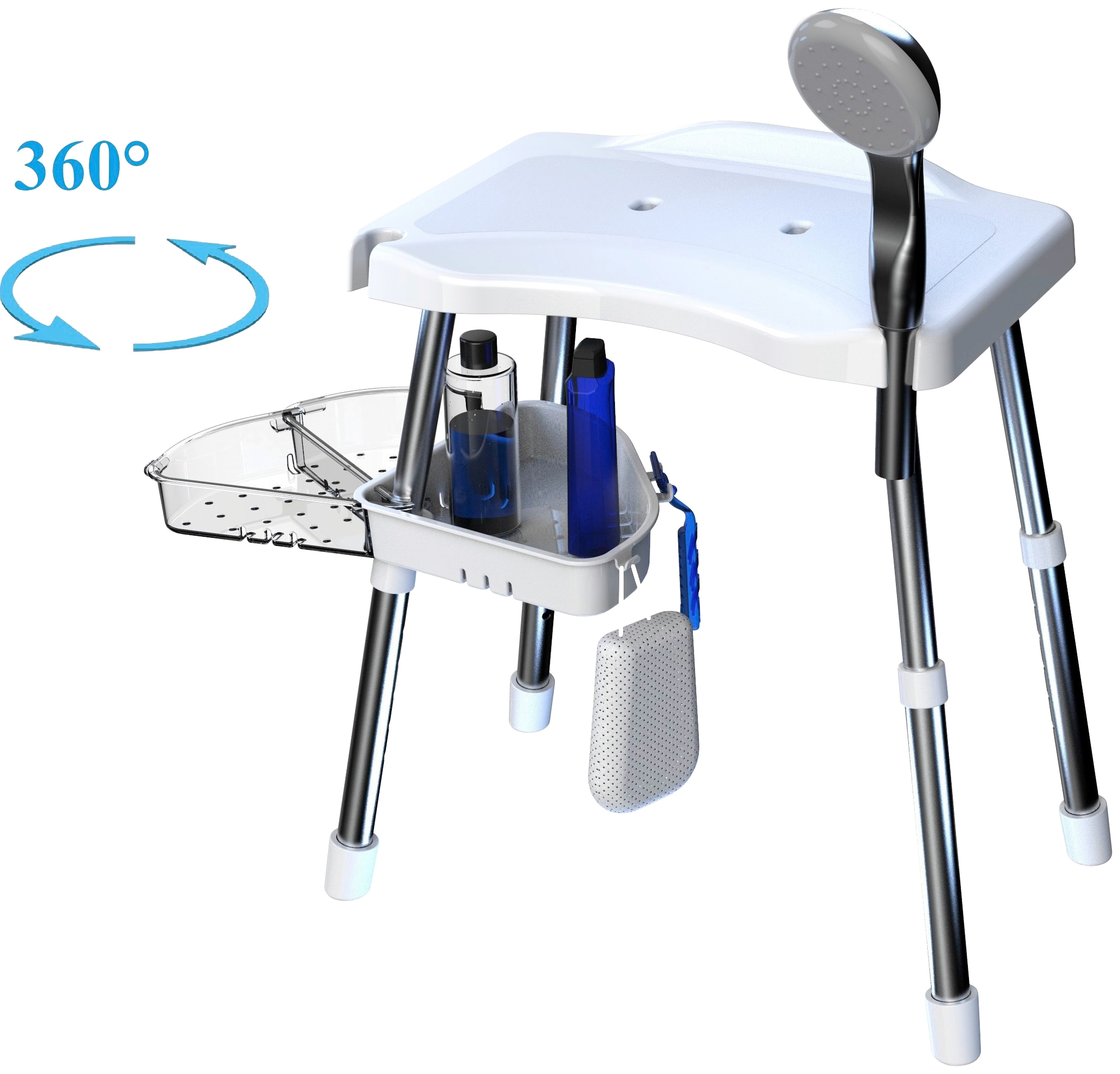 Dusch- und Badhocker BISCHOF, B:42cm T:30cm, weiß, Duschhocker, "Tray Super", TÜV/GS geprüft