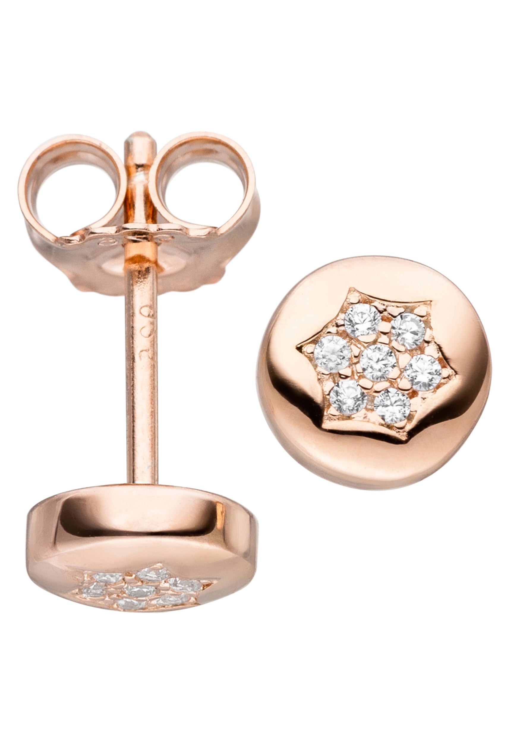 JOBO Paar Ohrstecker »Stern-Ohrringe«, 925 | vergoldet roségold BAUR kaufen Zirkonia mit online 14 Silber
