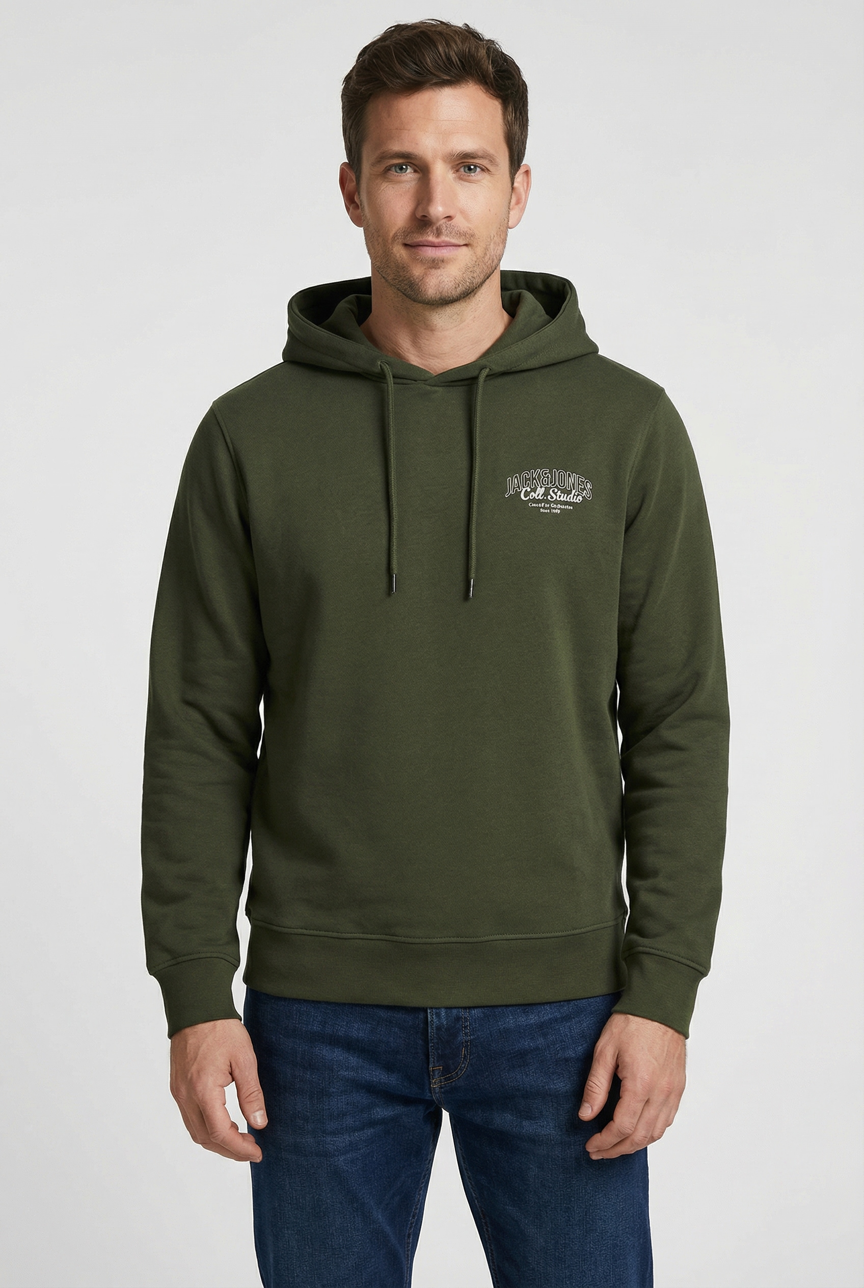 Kapuzensweatshirt JACK & JONES "JJMAKOTO SWEAT HOOD", Herren, Gr. S, duffel bag print:small print, angeraute Sweatware, Obermaterial: 80% Baumwolle, 20% Polyester, bedruckt, regular fit normal, Rundhals, Rippbündchen, Sweatshirts