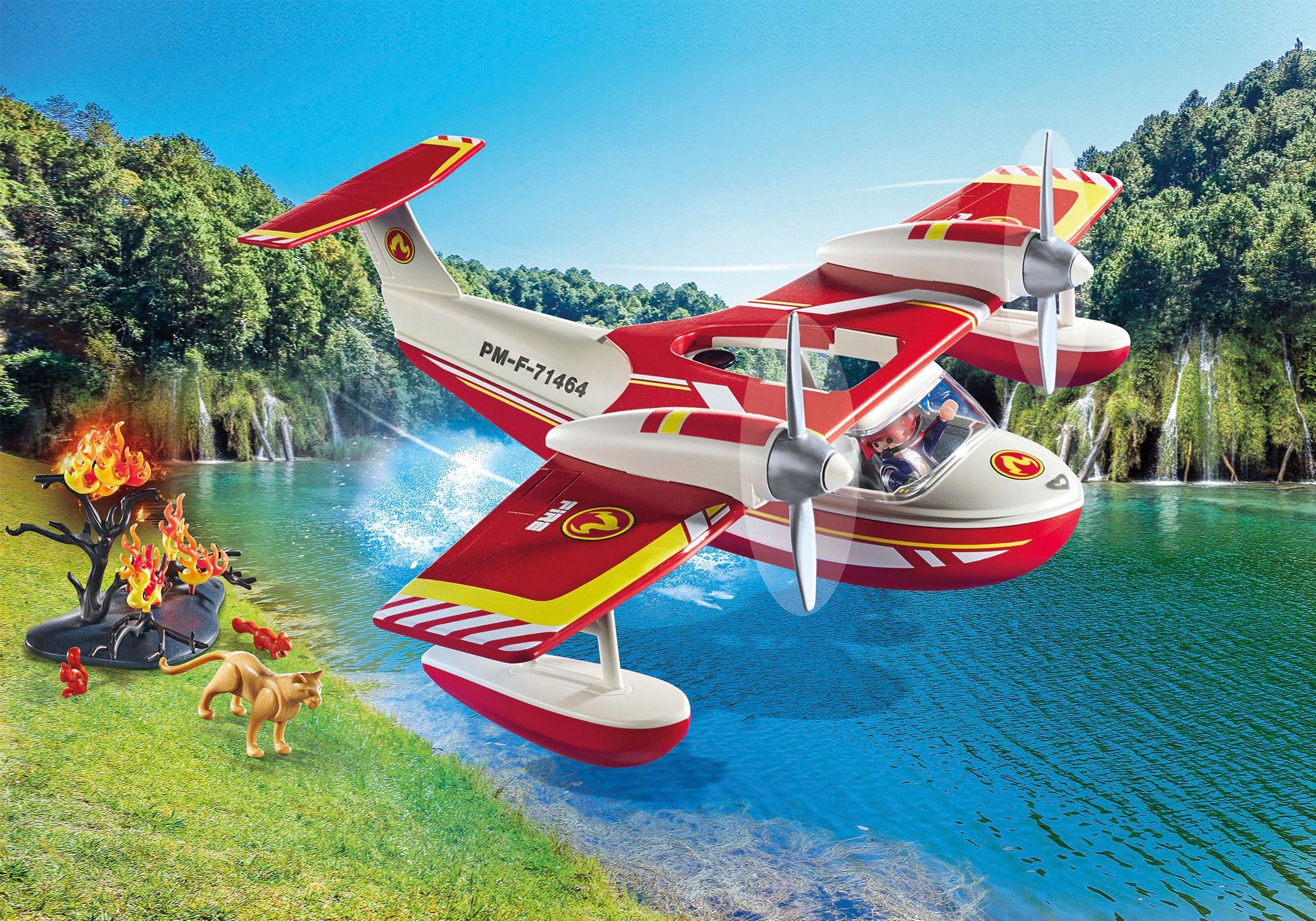 Playmobil® Konstruktions-Spielset »Feuerwehrflugzeug mit Löschfunktion (71463), Action Heroes«, (34 St.), Made in Europe