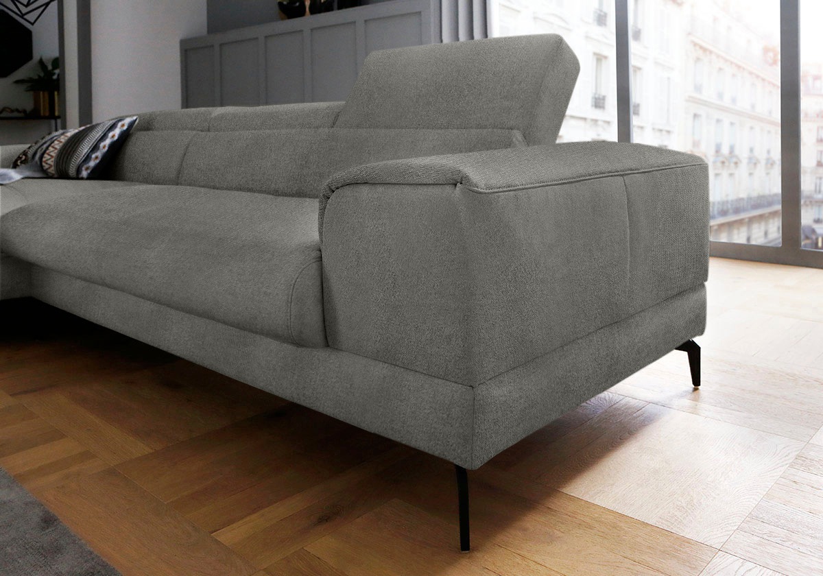 W.SCHILLIG Ecksofa »piedroo, Designsofa mit tollem Sitzkomfort, L-Form«, Kopfteilverstellung, wahlweise mit Sitztiefenverstellung, Breite 303cm
