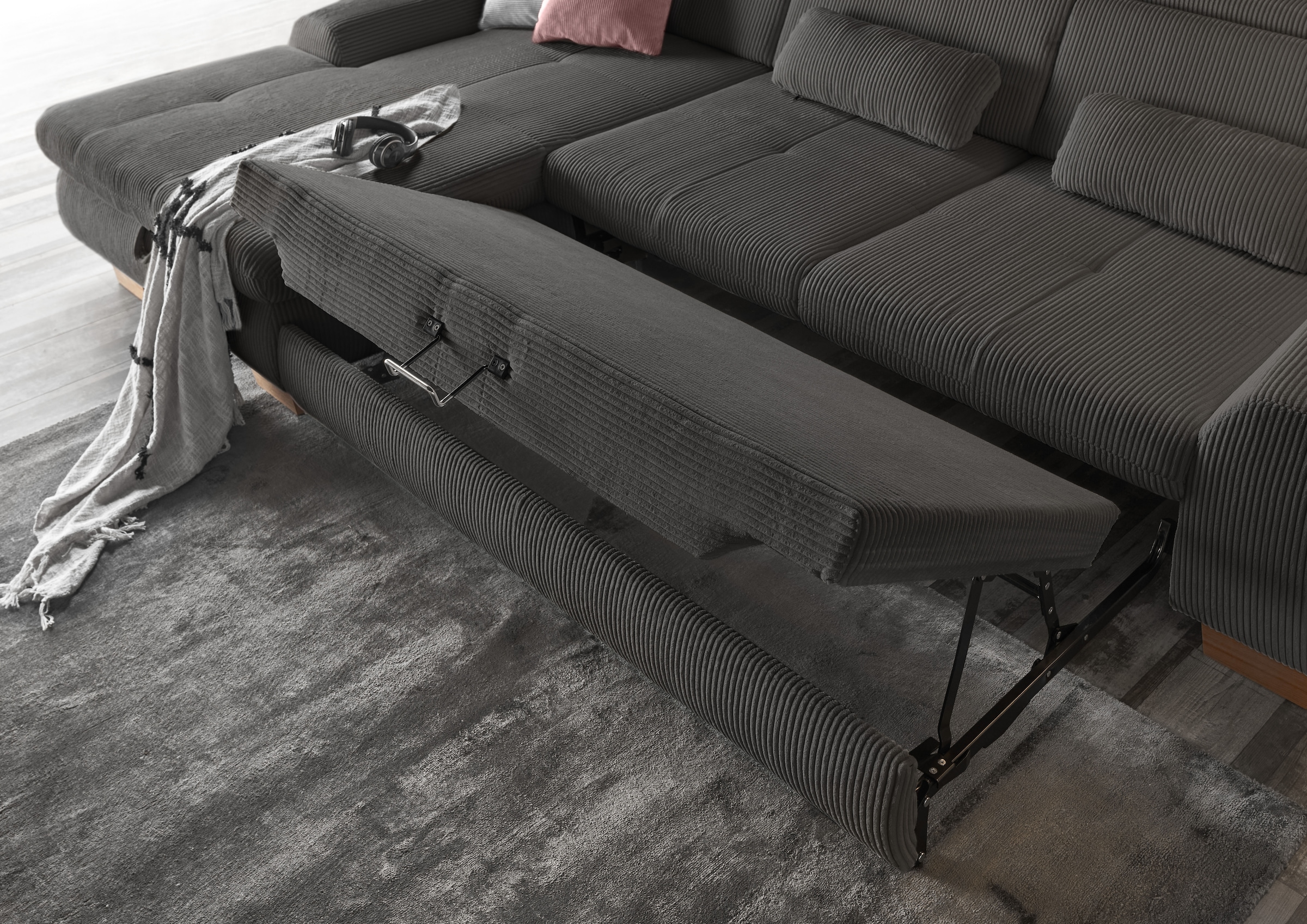 set one by Musterring Ecksofa »SO 3400«, mit Canape und verschiedenen Funktionen, Kaltschaum, B307 x T195 cm