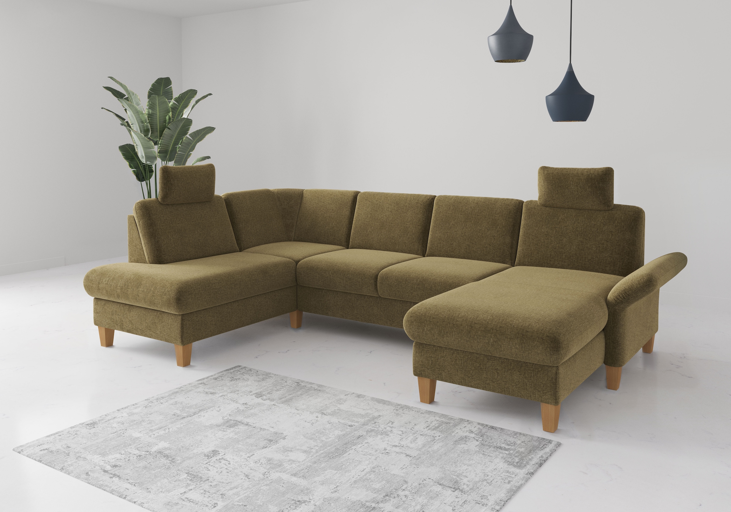 OTTO home Wohnlandschaft "Rochelle, U-Form" optional mit Armteilverstellung, mit Schlaffunktion & Bettkasten