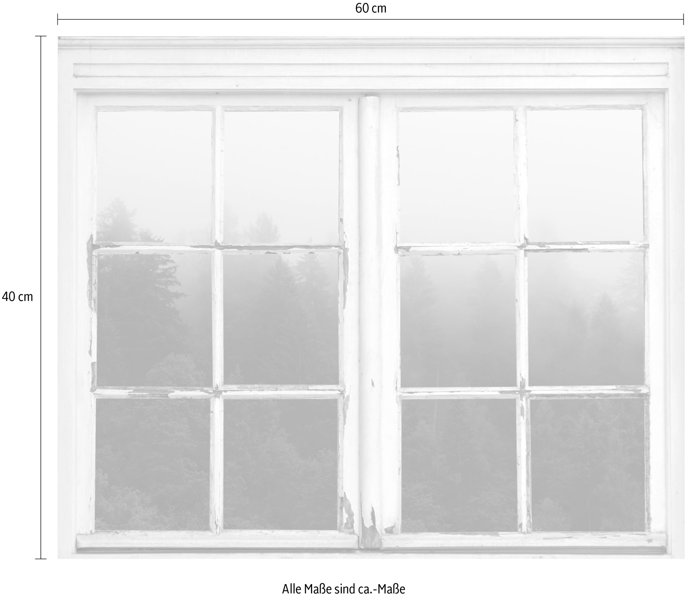 Thumbnail - queence Wandsticker "Nebeliger Wald" Wandsticker, Wandbild, selbstklebend, 3D, Fenster