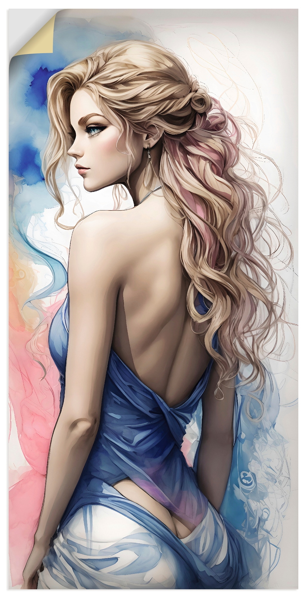 Wandbild ARTLAND "Die Schönheit einer Frau V", farbe bild(er): blau, B:30cm H:60cm, Bilder, als Alubild, Leinwandbild, Poster, Wandaufkleber in verschied. Größen