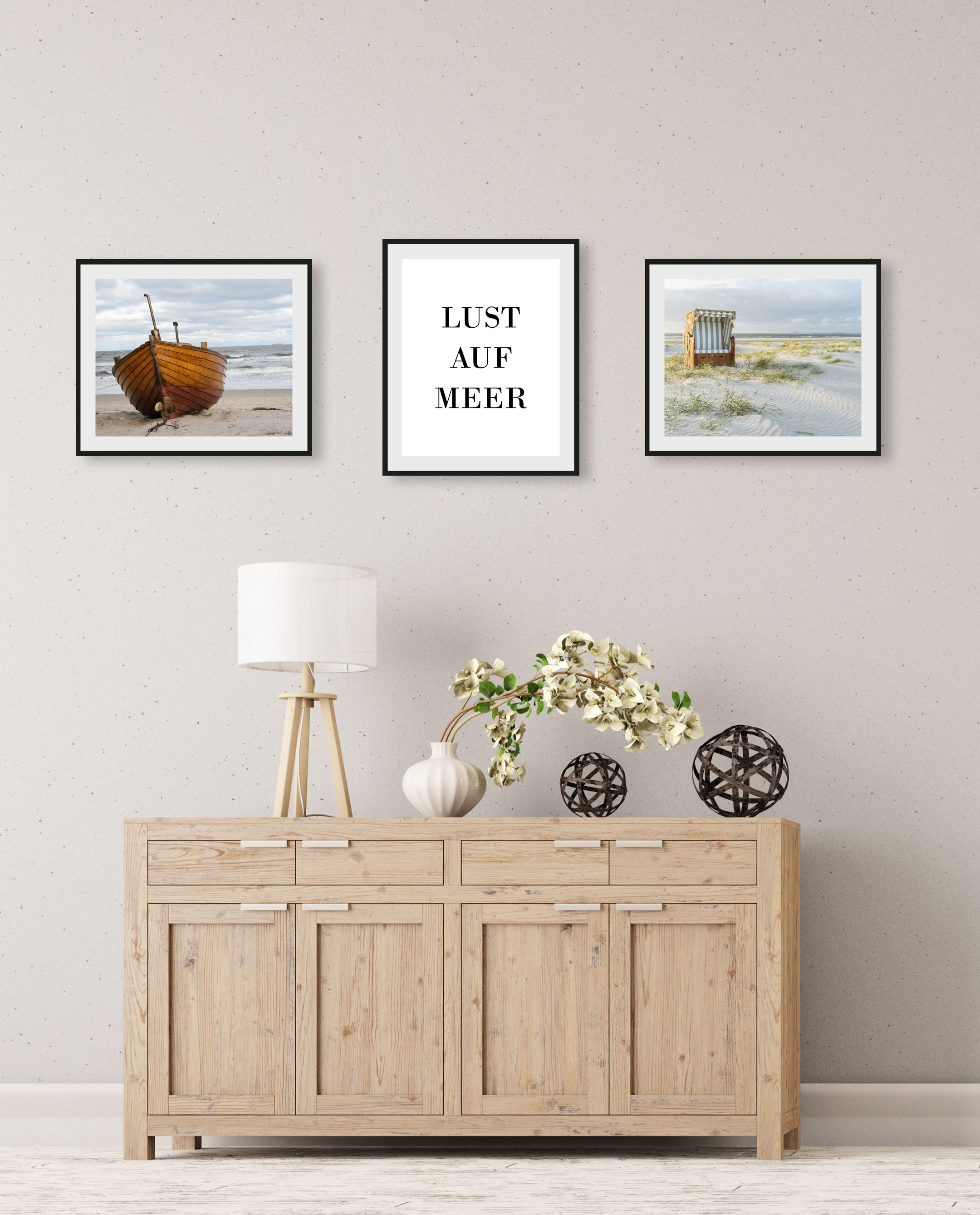queence Bild "Strand", Strand-Deutschland-Schriftzug-Meer-Meer Bilder-Schif günstig online kaufen