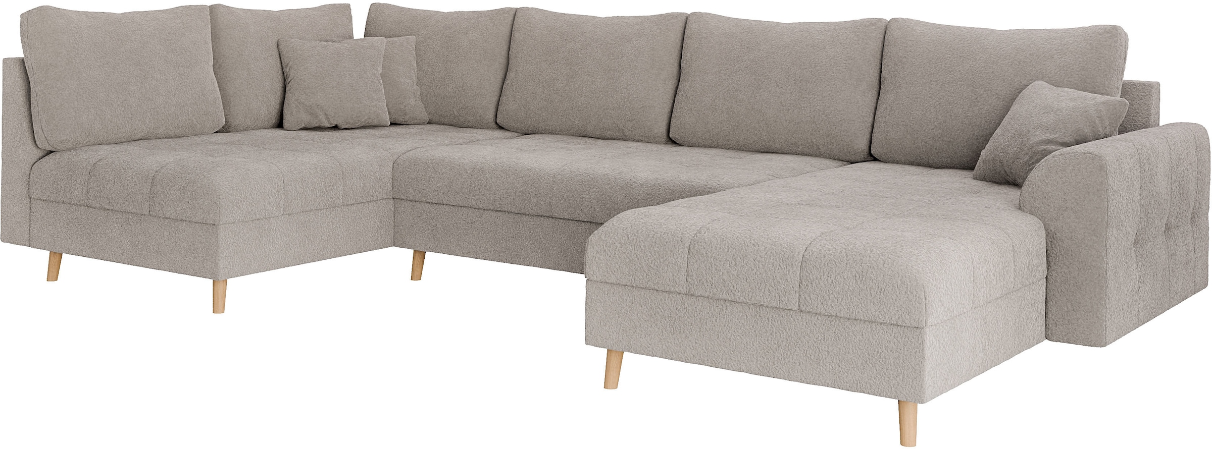 Home affaire Wohnlandschaft »CHARRE U-Form mit Ottomane, Maße B/T/H: 310/161/81 cm«, feine Steppung, lose Rücken- und Zierkissen, auch in Cord und Bouclé