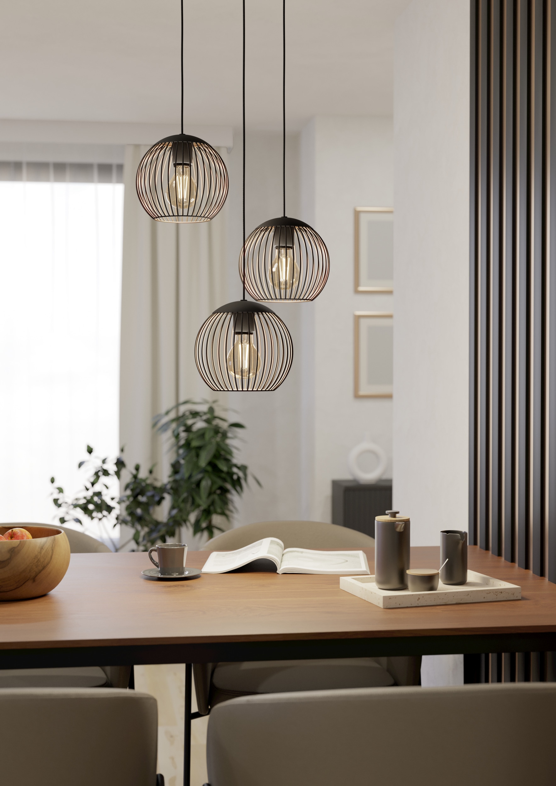 EGLO Hängeleuchte »ALMANZORA Pendellampe - Stahl - E27 - 3X60W - IP20« E27 1 Stk. Hängelampe, Deckenlampe, Wohnzimmer, Esszimmer, H130 x Ø46,5 cm