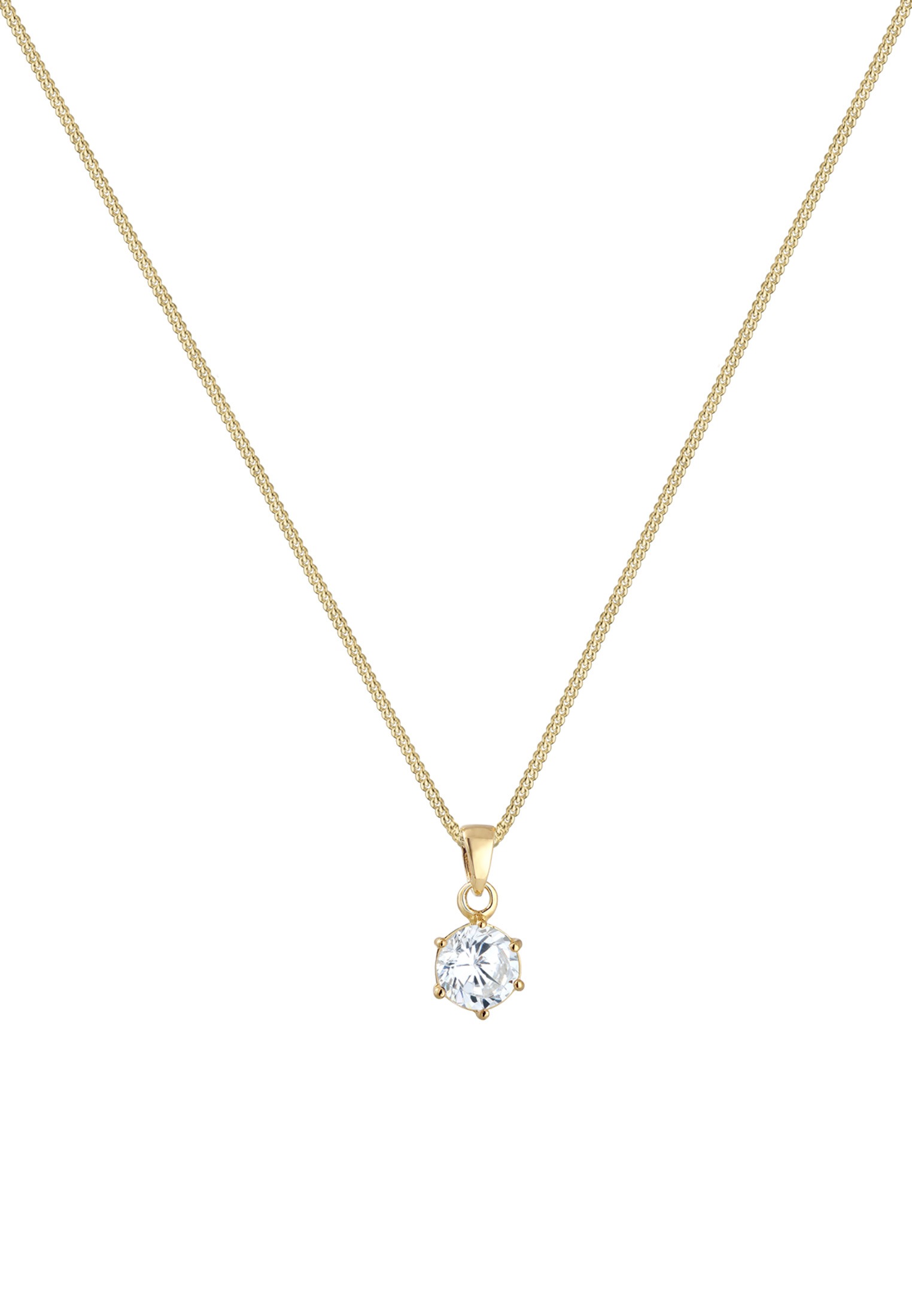 Elli Premium Collierkettchen »Solitär Halskette Zirkonia Weiß 375 Gelbgold«