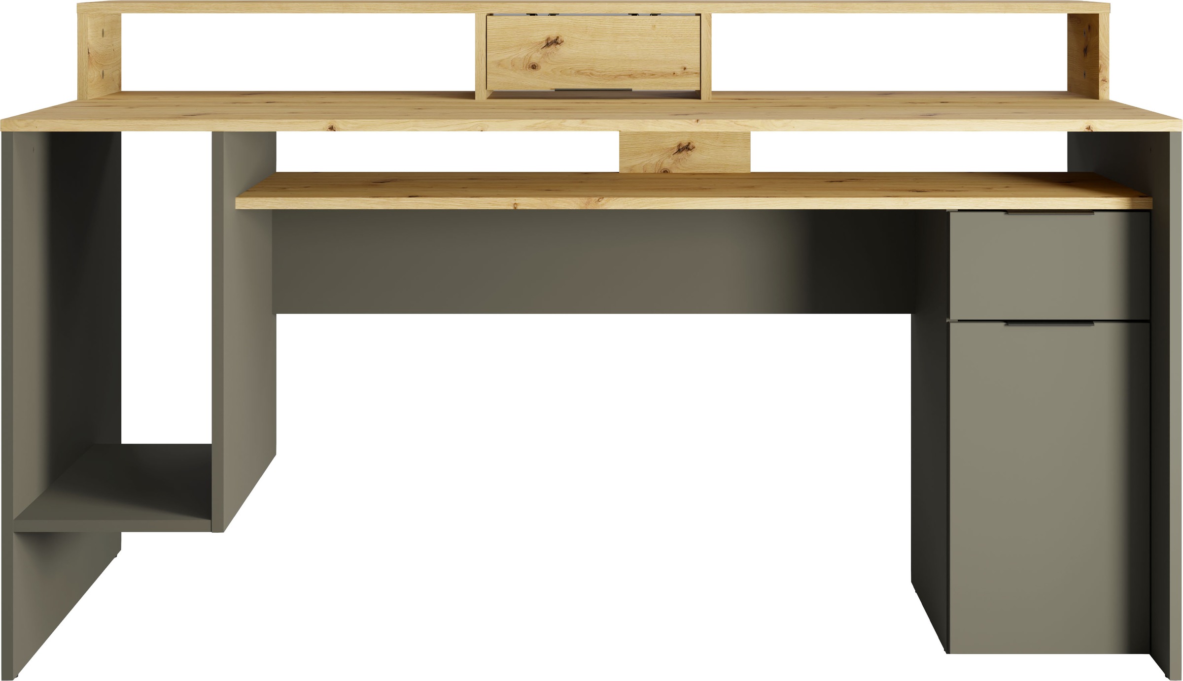 Schreibtisch OTTO HOME "Peoria", grau (artisan, eiche, graphitgrau, graphitgrau, artisan, eiche), B:160cm H:91cm T:70cm, Tische, Schreibtisch, Gamingtisch mit Schublade und Monitoraufsatz, Breiten 160 x 70 cm 3
