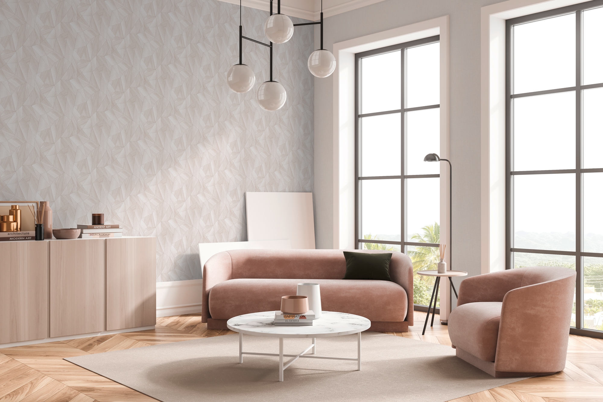 living walls Vliestapete »Geometrische Tapete aus Holzoptik - Vliestapete« leicht glänzend strukturiert Moderne Tapete mit Holzstruktur