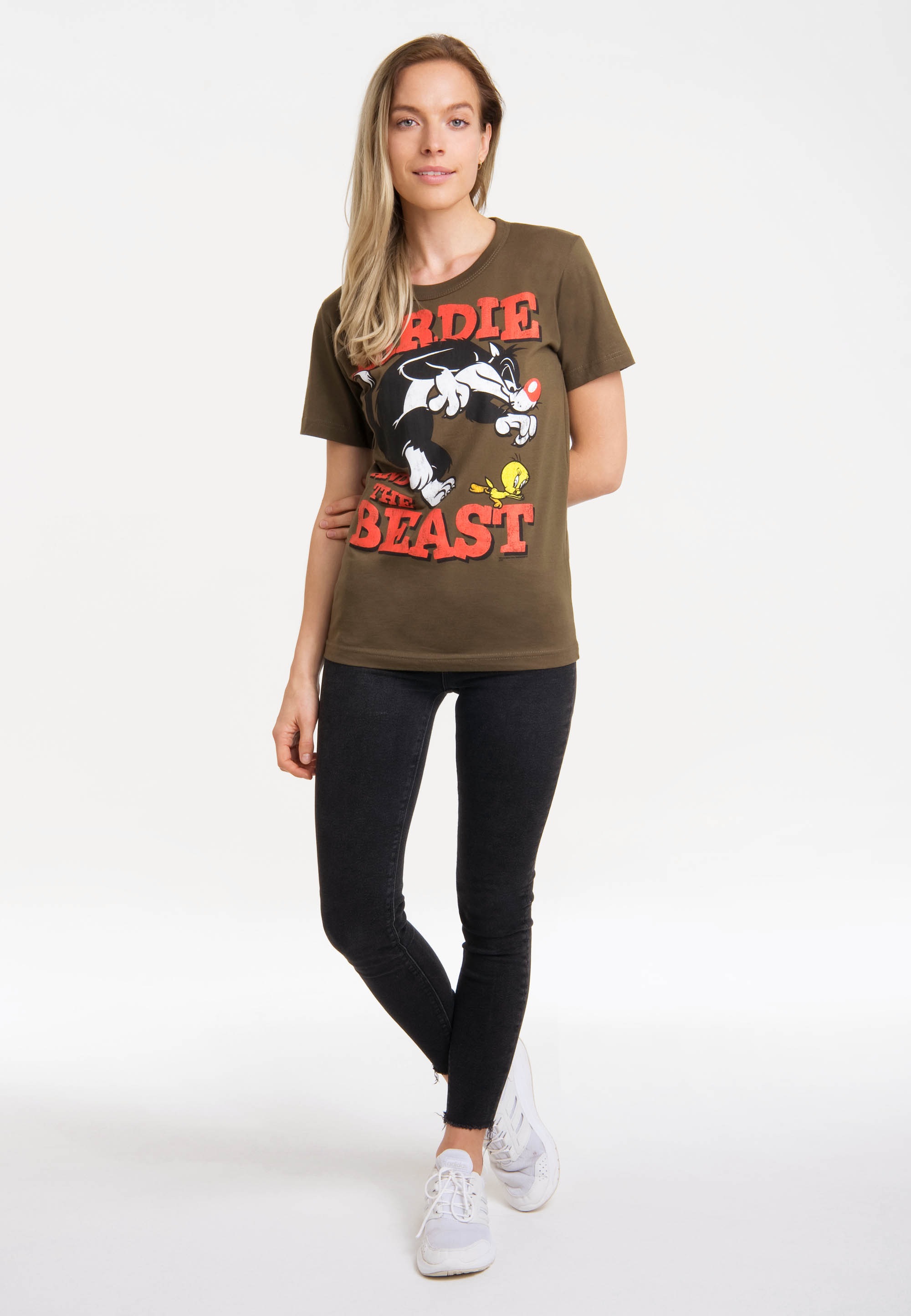 LOGOSHIRT T-Shirt »Looney Sylvester für & Tunes | lizenziertem Tweety«, kaufen Print – mit BAUR