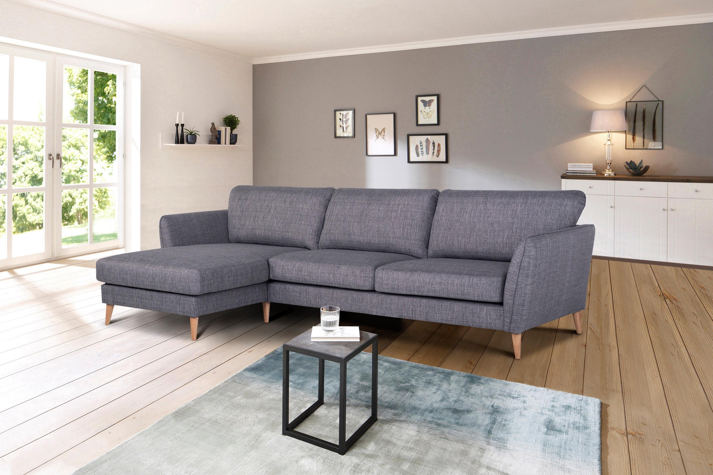 Home affaire Ecksofa »Meersburg, L-Form,«, mit Holzfüßen