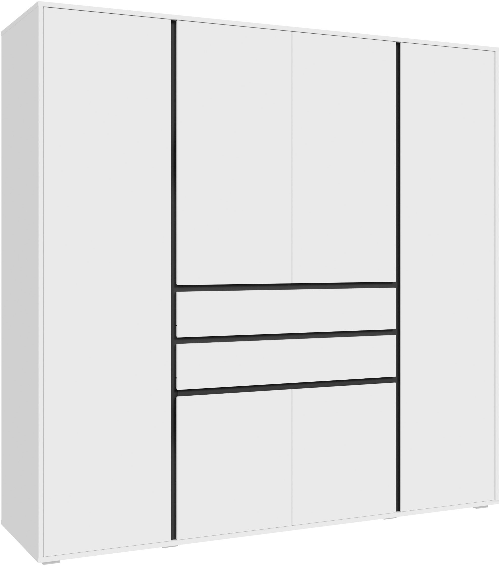 Home affaire Kleiderschrank "NULA, Schlafzimmerschrank, Garderobe, Schrank" in verschiedenen Ausführungen und Farben erhältlich, 1 Stk. tlg. 6 Türen, 2 Schubkästen, 1 E-Boden, 6 K-Böden, 1 Kleiderstange
