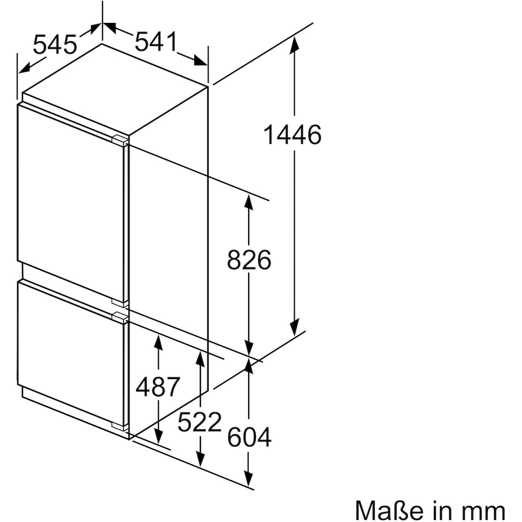 BOSCH Einbaukühlgefrierkombination »KIV67VSF0«, KIV67VSF0, 144,6 cm hoch, 54,1 cm breit