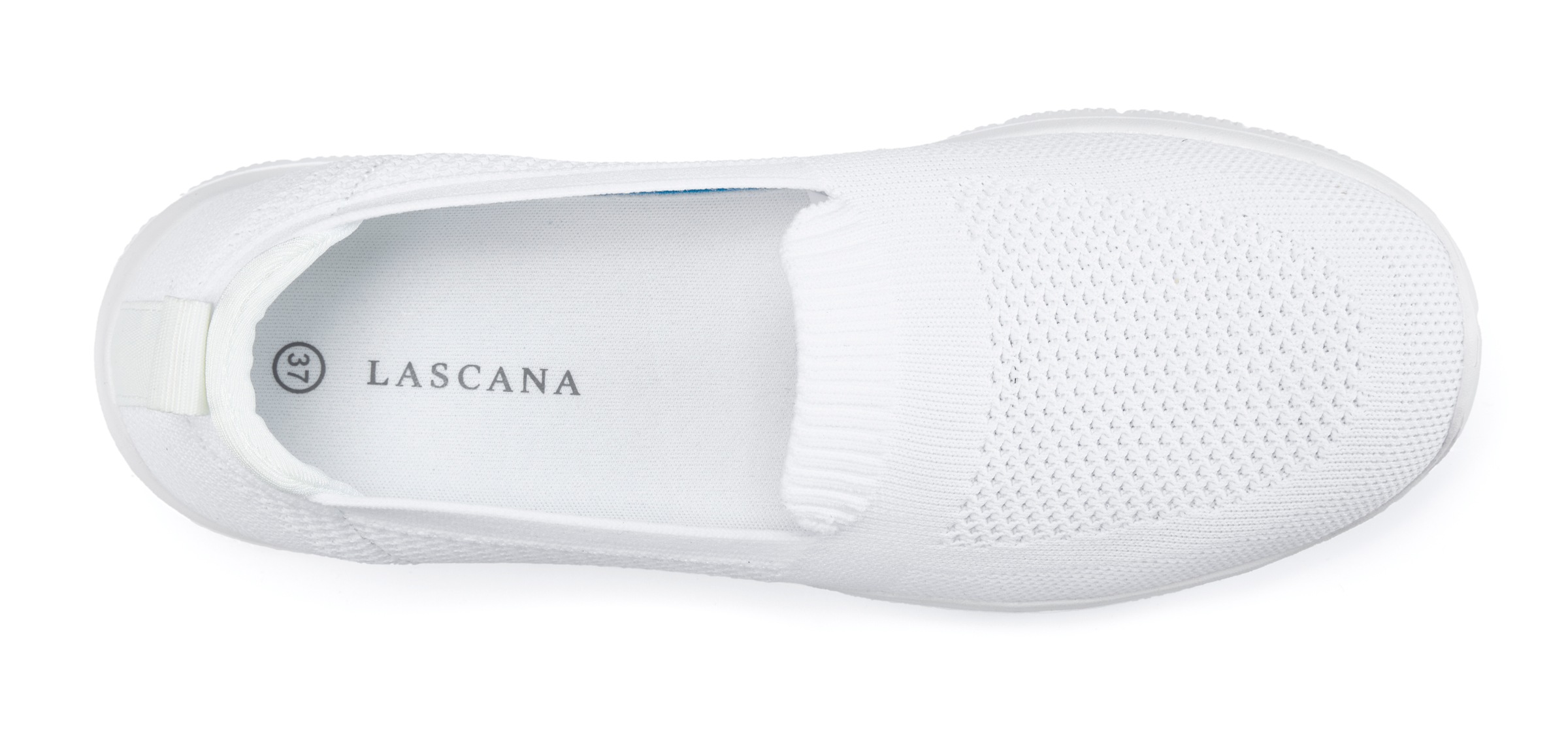 Slipper LASCANA "Halbschuh, Sneaker, Slip-On-Sneaker", Damen, Gr. 35, weiß, Obermaterial: 100% Textilmaterial. Decksohle: 100% Textilmaterial. Futter: 100% Textilmaterial. Laufsohle: 100% Synthetik, Strukturmuster, unifarben, Basic, Schuhe Slipper, aus be 3