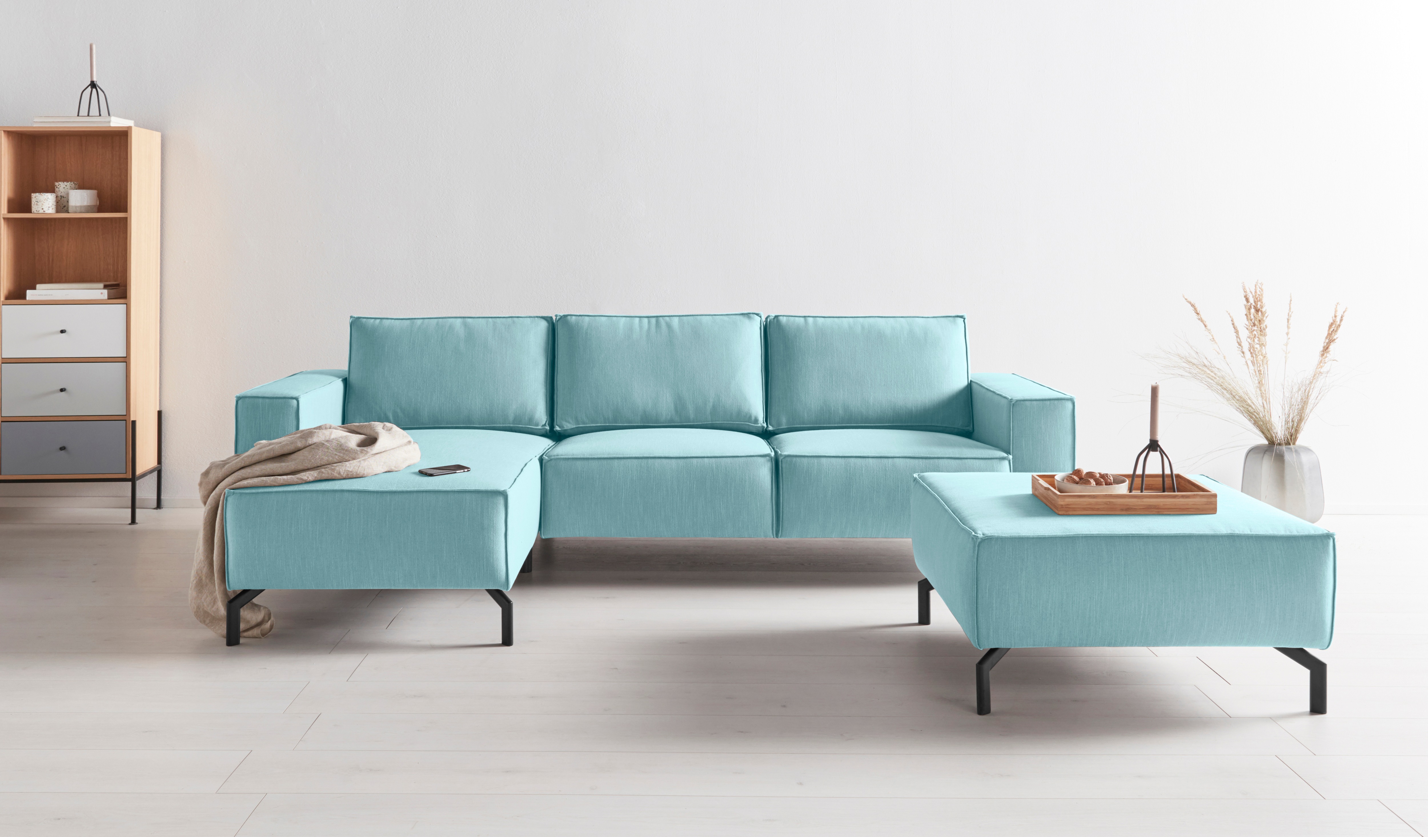 OTTO products Ecksofa Cilla, markante Faltnaht, wahlweise Feinstruktur aus recyceltem Material oder Dickleder: nachhaltiges Premiumleder mit Olivenblattgerbung