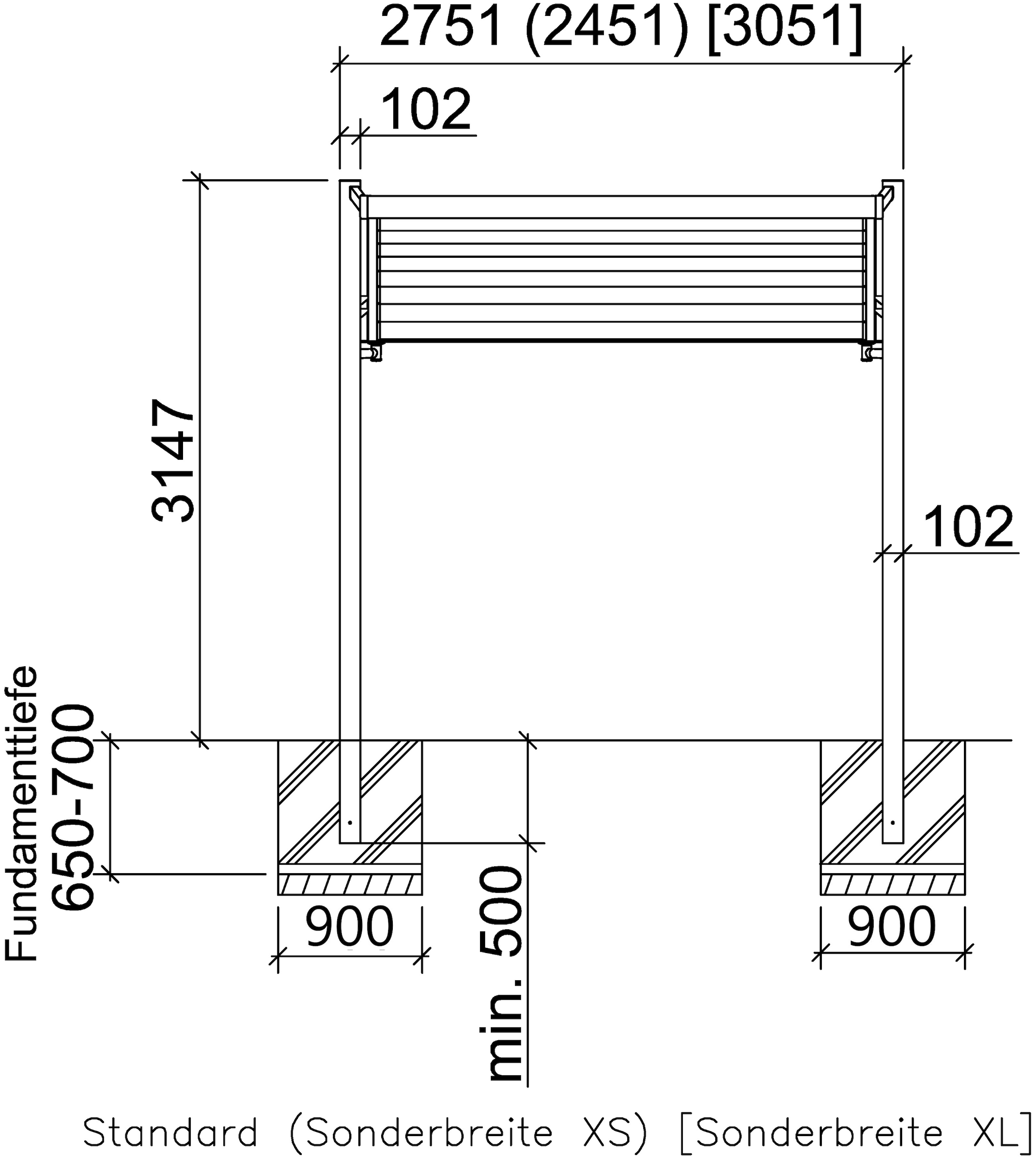 Ximax Einzelcarport »My-Port Typ 3158 Typ 150 Sonderhöhe-Edelstahl-Look«,  Aluminium, 250 cm, edelstahlfarben, Aluminium kaufen | BAUR