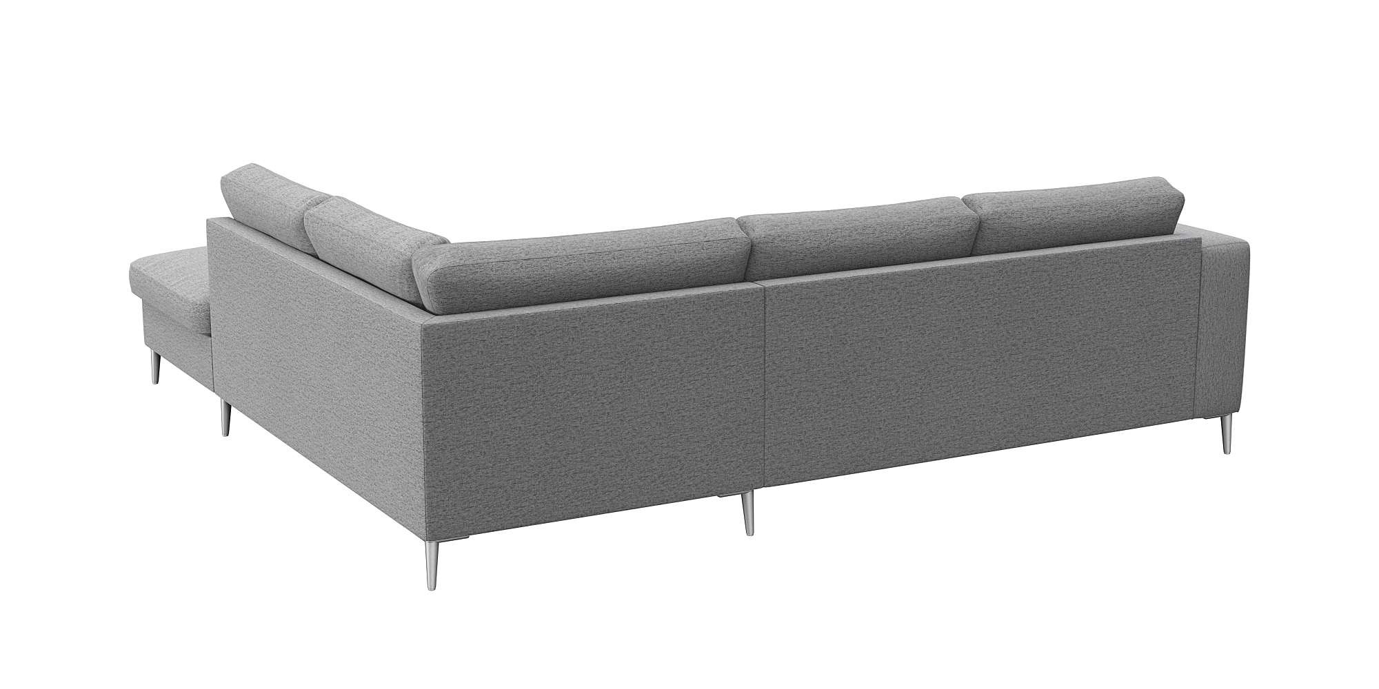 FLEXLUX Ecksofa »Fiore, L-Form«, breite Armlehnen, Füße alufarben, B/T 241/225 cm, Kaltschaum im Sitz