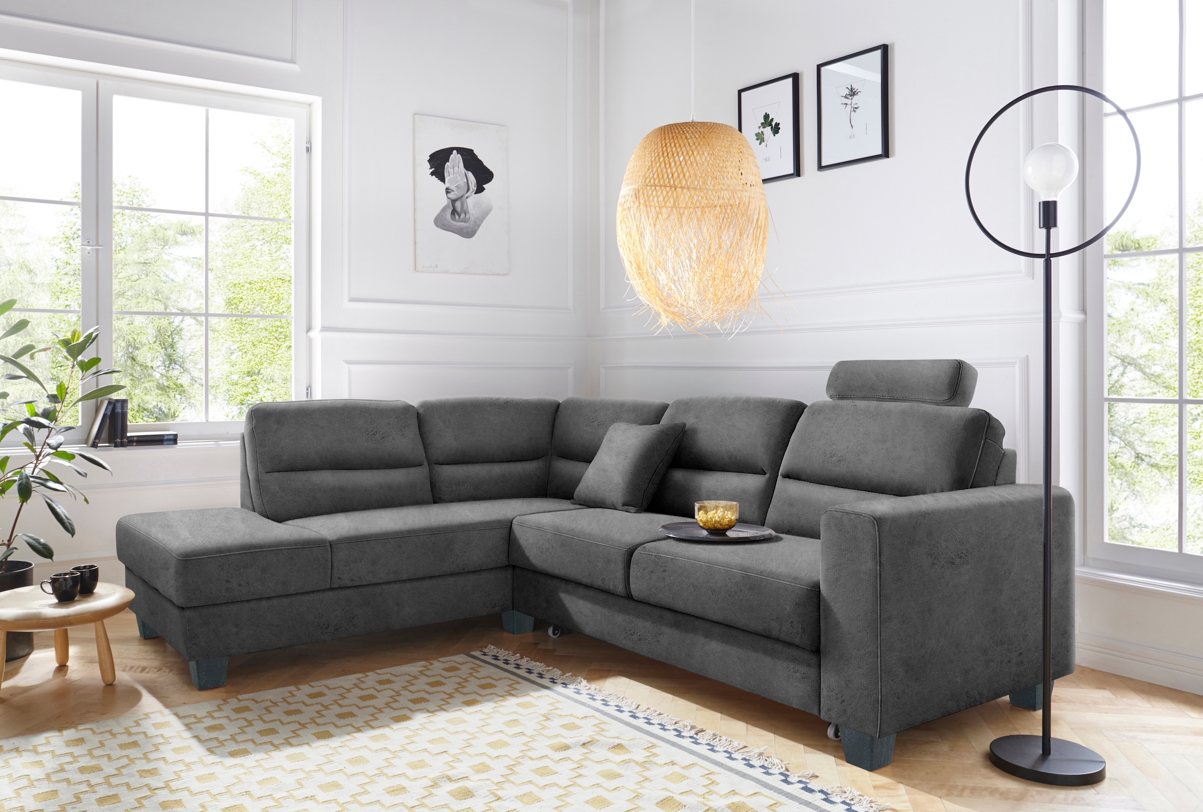 TRENDMANUFAKTUR Ecksofa »Chamber, L-Form«, inklusive einer Kopfstütze, wahlweise mit Schlaffunktion