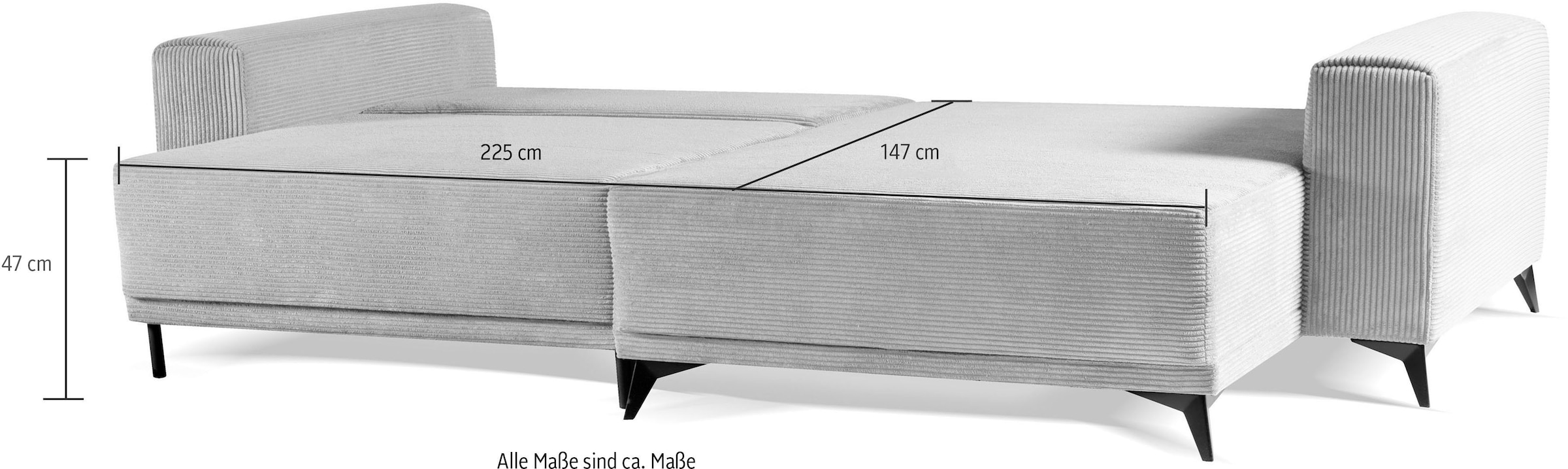 | Bettkasten Sofa in BAUR Eckcouch Cord, WERK2 Moderne Ecksofa mit Schlaffunktion »Scandic«, &
