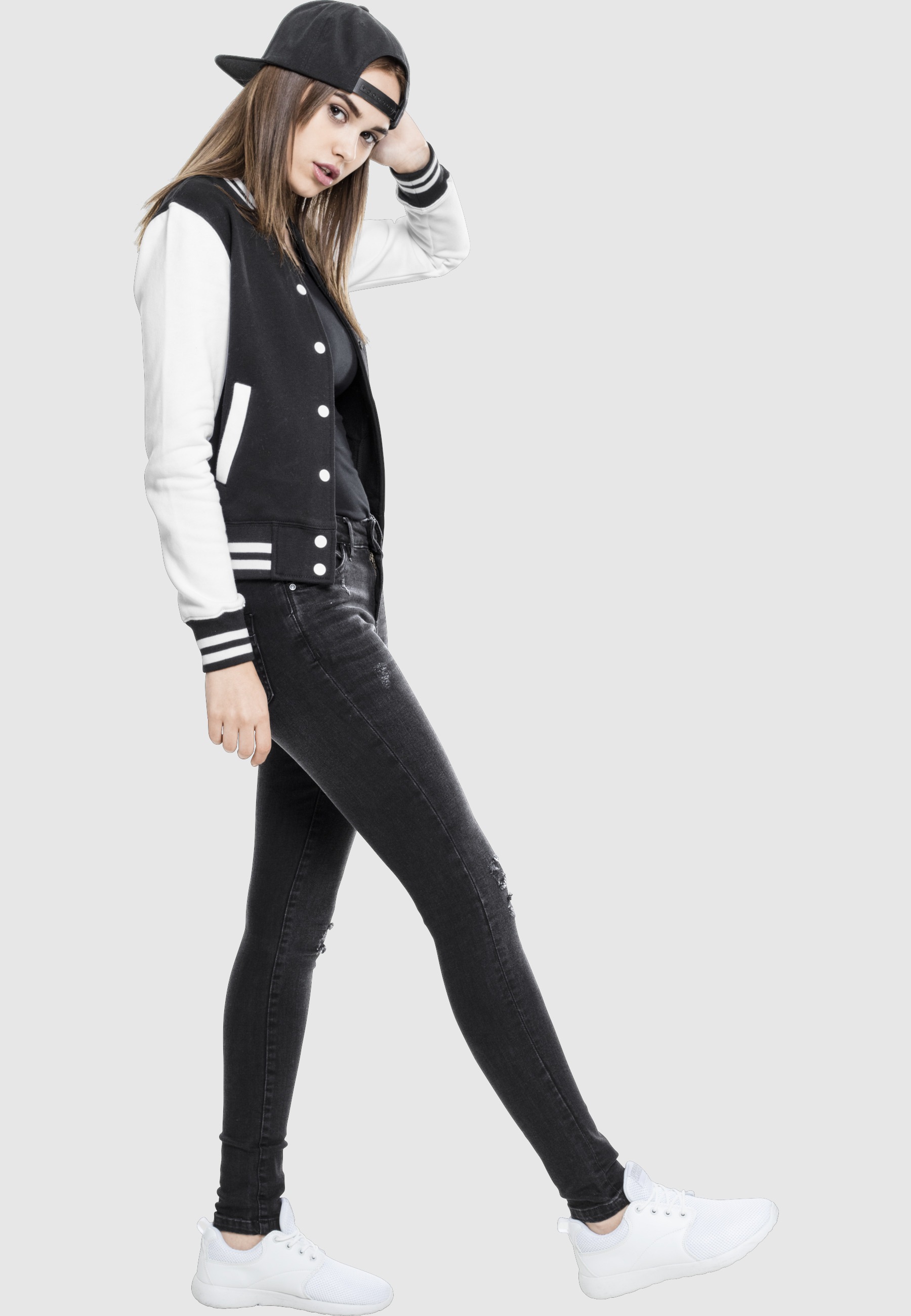 URBAN CLASSICS Allwetterjacke »Urban Classics Damen Ladies 2-tone College Sweatjacket« 1 Stk. tlg. ohne Kapuze