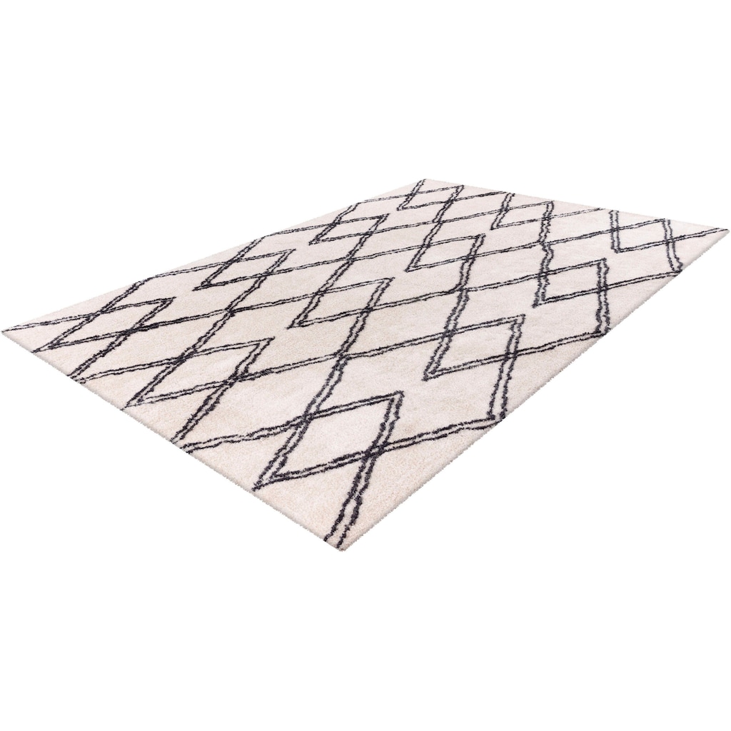 Leonique Hochflor-Teppich »Leasly«, rechteckig, retro, Teppich im Rauten-Muster, weich