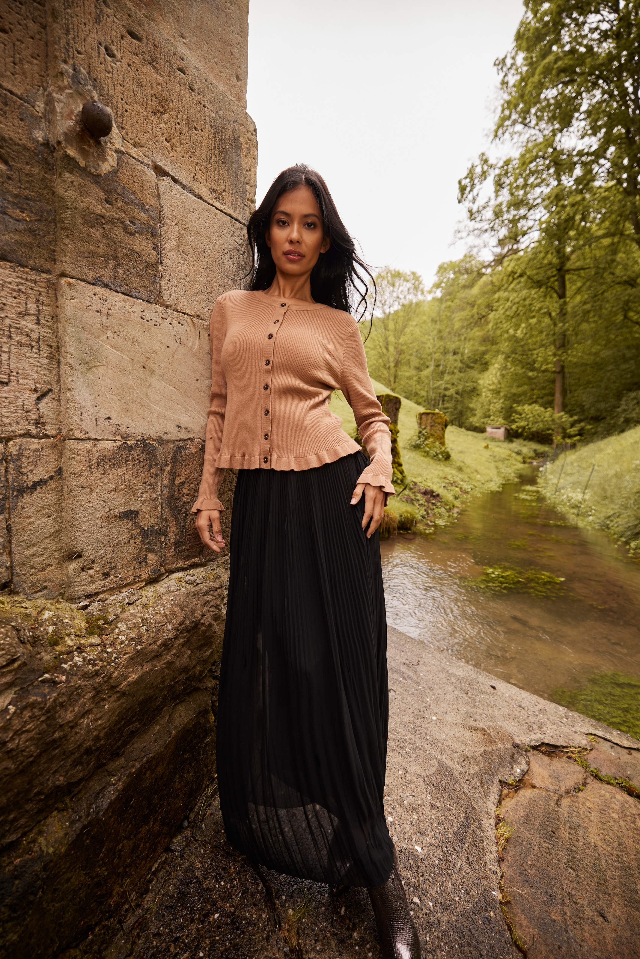 Aniston SELECTED Plisseerock plissierter, leicht transparenter Chiffon, gefüttert - NEUE KOLLEKTION