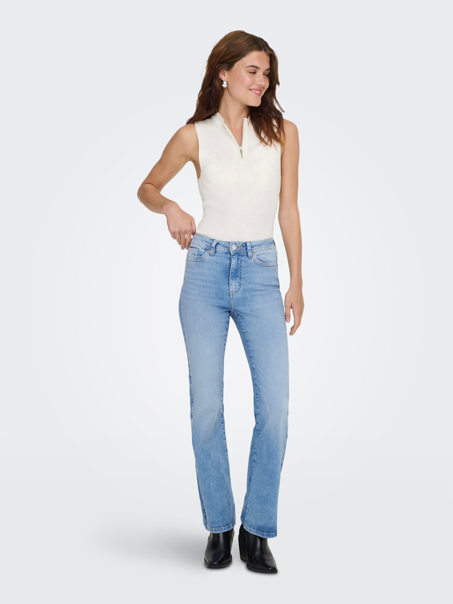 ONLY ONLWAUW HW FLARED DNM TAI312 Women's Bootcut Jeans Light Blue Denim L 32 3
