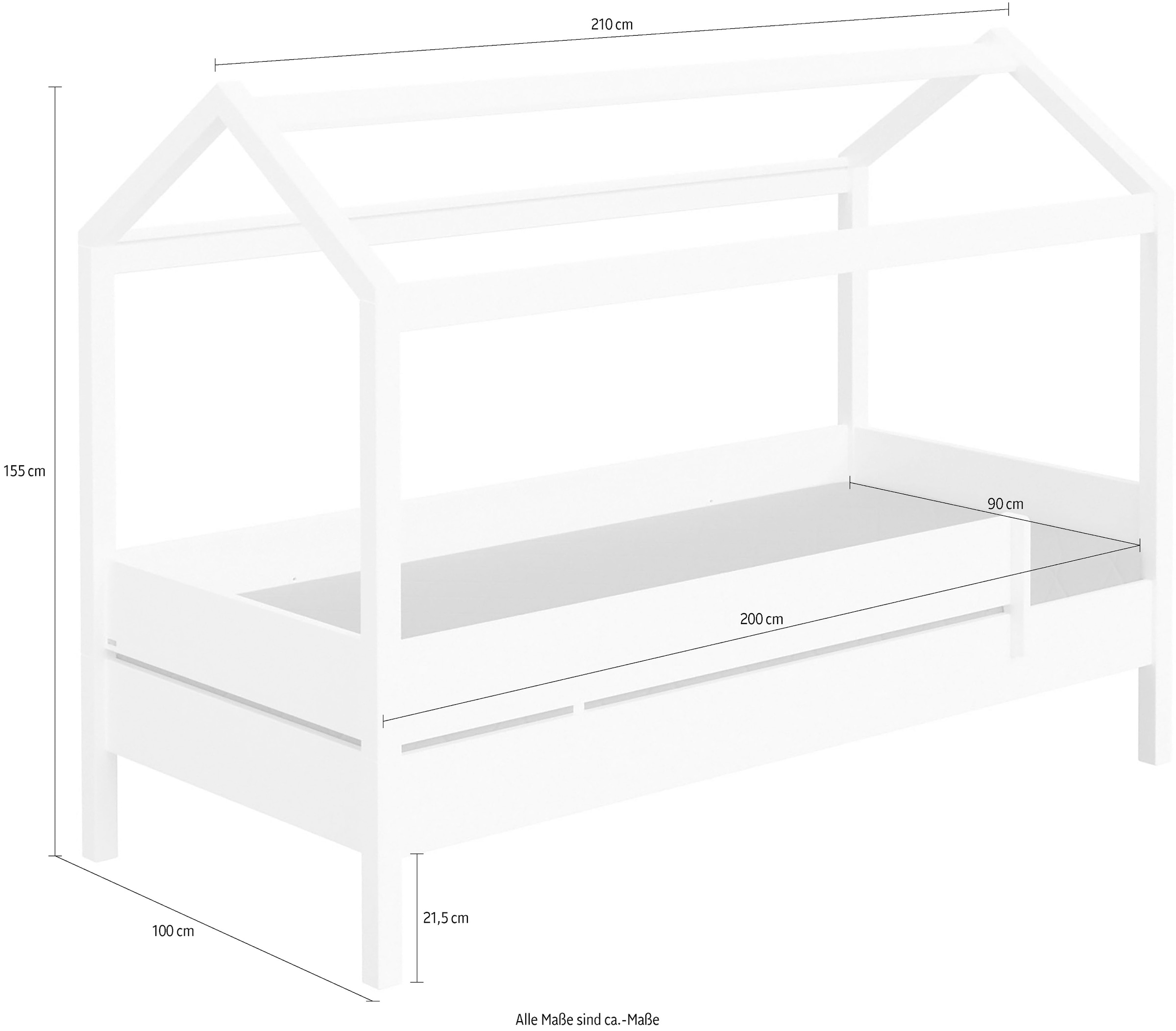 PAIDI Hausbett »TINY HOUSE«, Spielbett mit Rausfallschutz, individuell gestaltbar