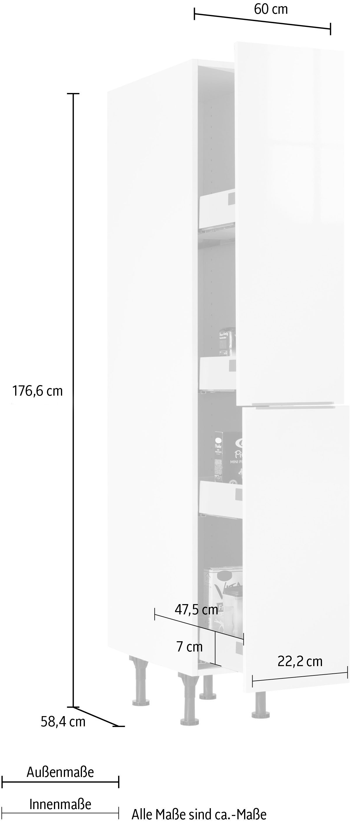 BAUR cm 4 Breite 30 Vollauszügen mit OPTIFIT »Tara«, Apothekerschrank | kaufen und Ablagen, Soft-Close-Funktion, 2