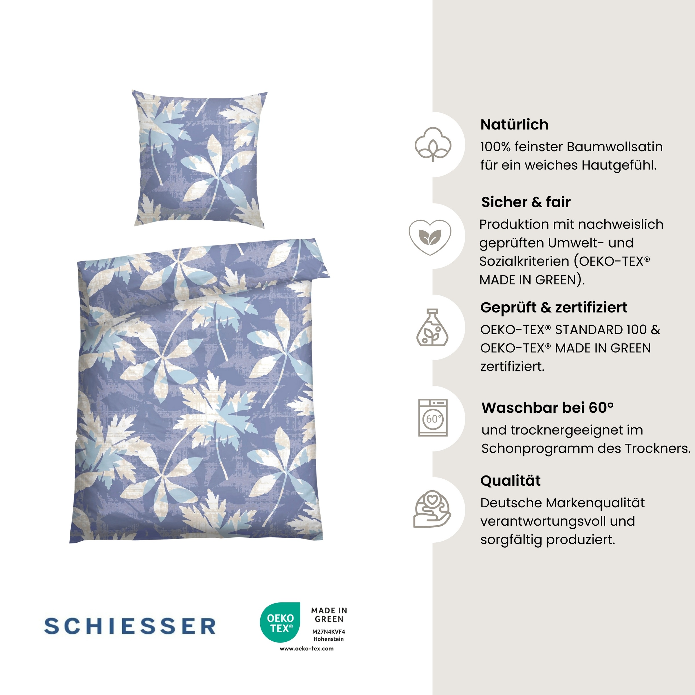Schiesser Bettwäsche "Vera aus weichem Baumwoll-Satin mit floralem Muster" günstig online kaufen