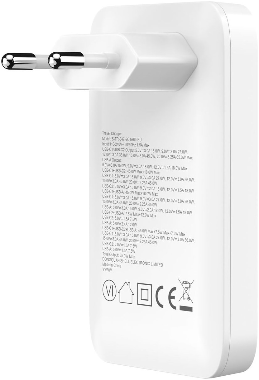 felixx USB-Ladegerät »65W GaN PD SLIM Reiselader 1xUSBA/2xTypC/100W PD Kabel«, Ladegerät, Lader, Charger, Reiseladegerät
