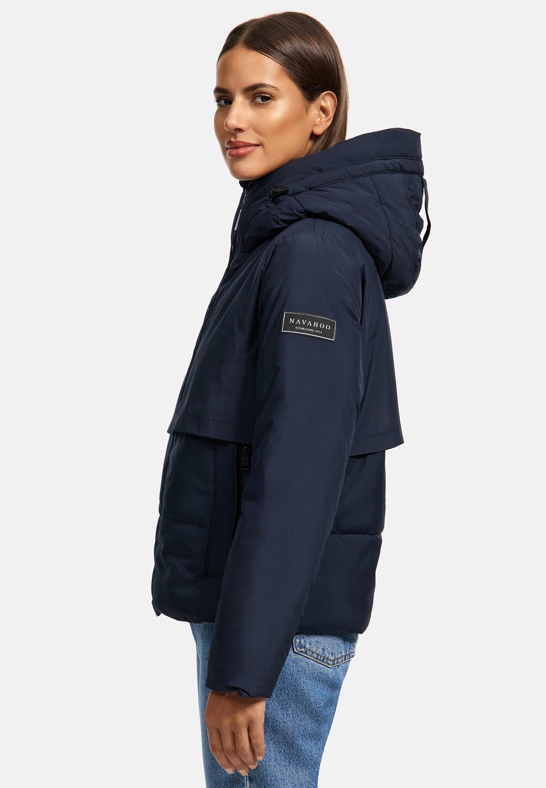 Navahoo Steppjacke »Liebesküken XIV«, mit Kapuze, modische Damen Winterjacke mit Fleece-Innenfutter