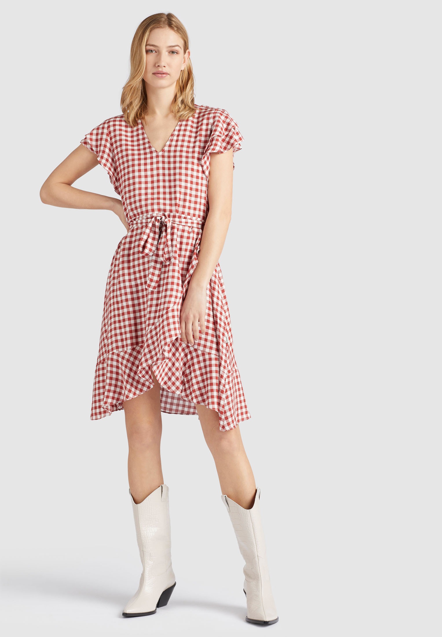 khujo Sommerkleid »khujo Kleid TERELLE«, aus karierter Viskose mit Volants