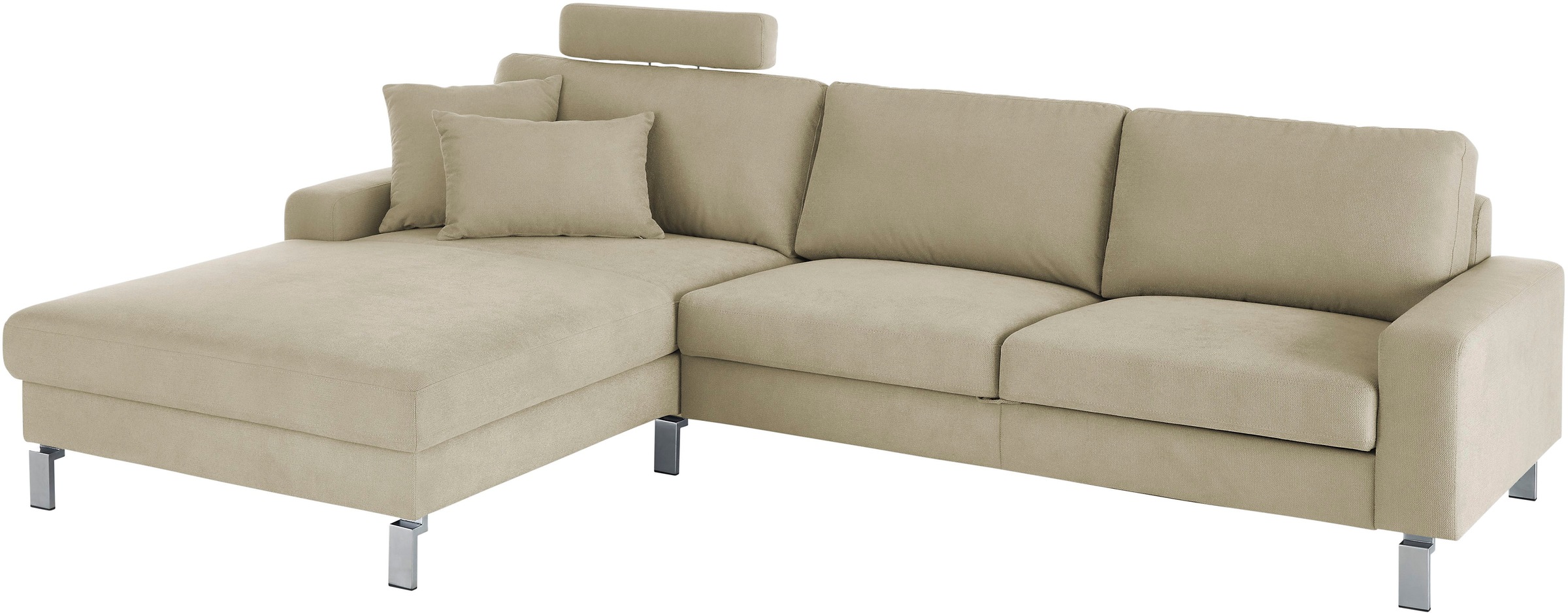 3C Candy Ecksofa »Lecce, wahlweise PUR-Schaumstoff oder Tonnentaschenfederkern«, Bett im 2,5-Sitzer, teilmotorische Schlaffunktion im Longchair, L-Form