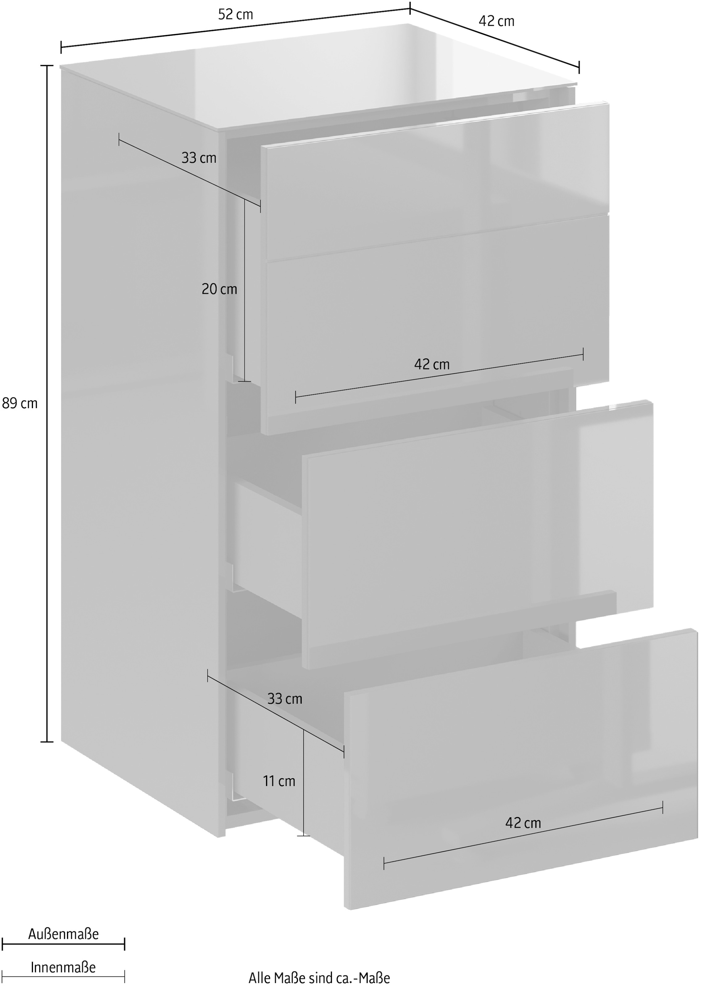 Mäusbacher Kommode Kommode BHT 52/89/42 cm, Push to open, Front+Oberplatte=Glas