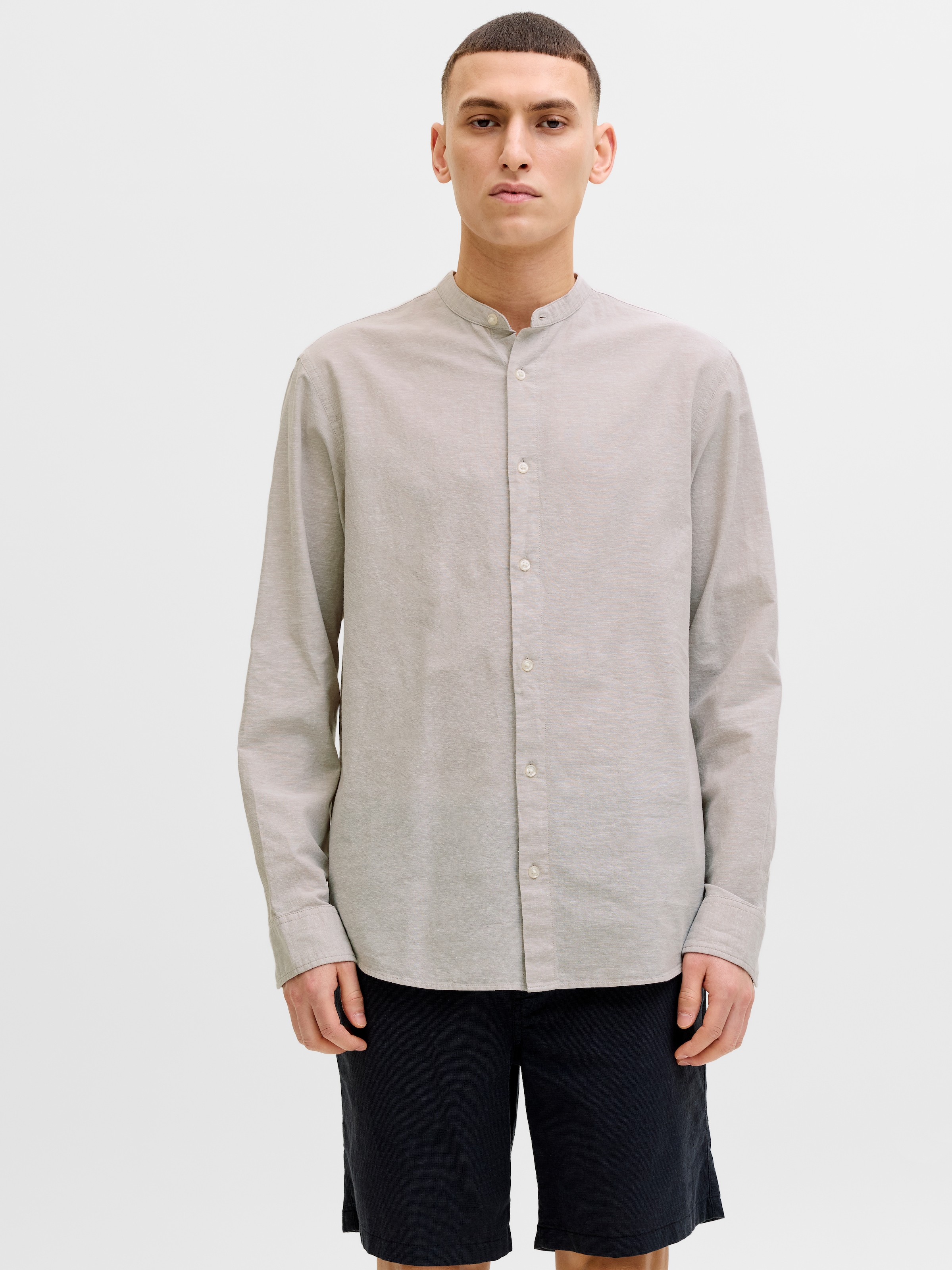 Jack & Jones Langarmhemd "JJEBREEZE LINEN BLEND BAND SHIRT L/S SN" mit Steh günstig online kaufen