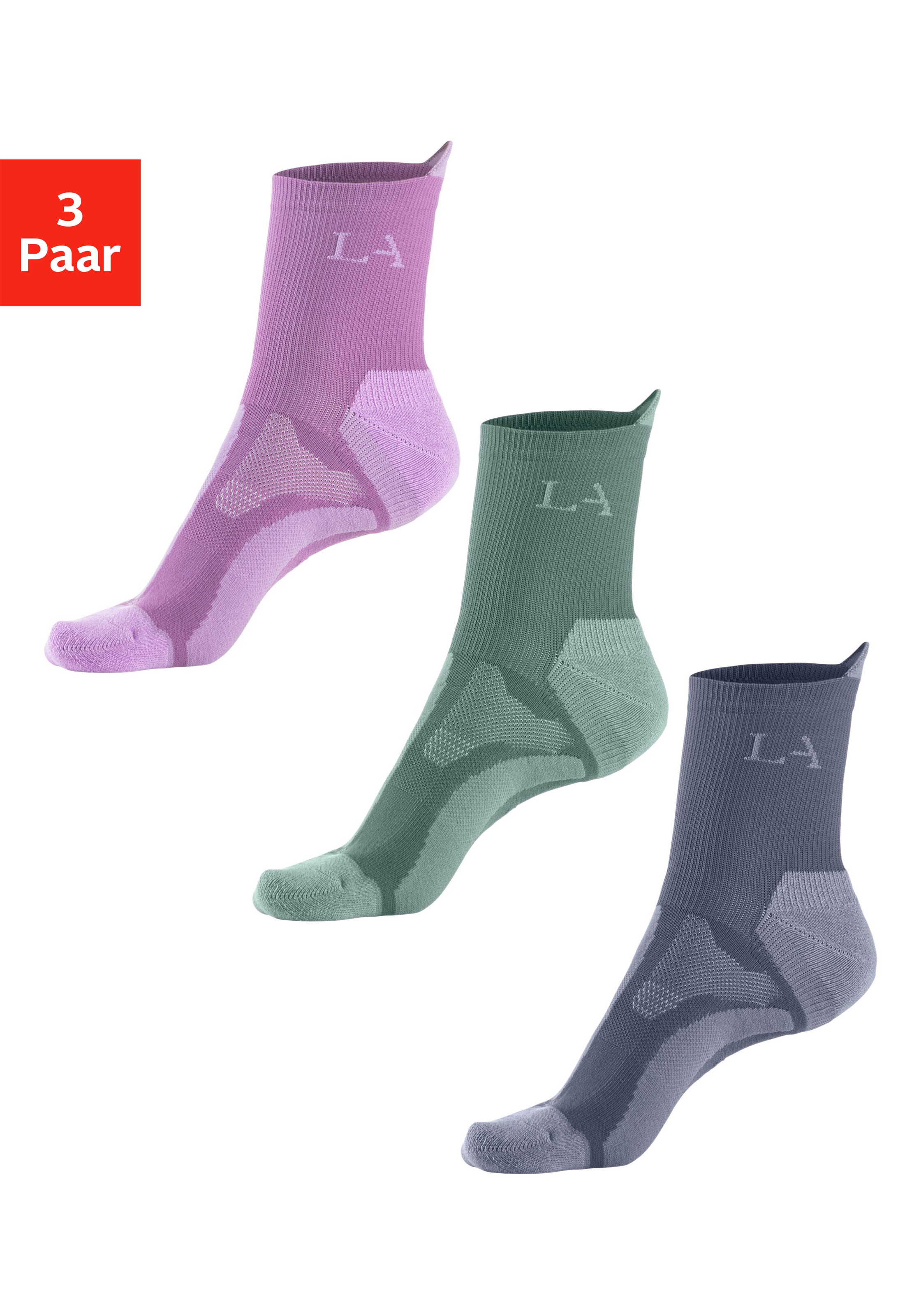 LASCANA ACTIVE Wandersocken Packung, 3 Stk. tlg. mit verstärkten Belastungs günstig online kaufen
