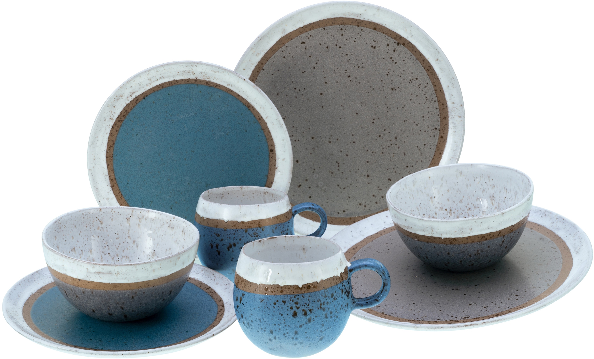 CreaTable 1100000002199 "Geschirr-Set Fjord" Service, skandinavisches Design, 8 Teile für 2 Personen
